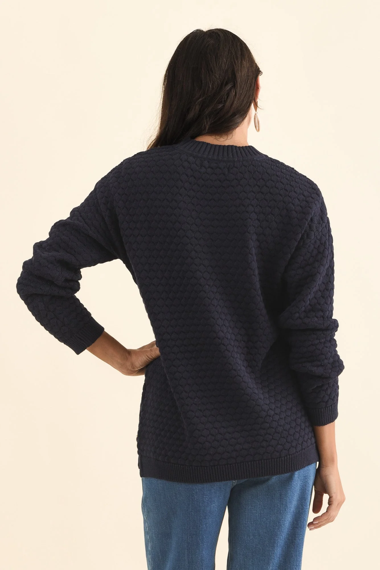 Yanny Navy Organic Cotton Knit Jumper - Image 4