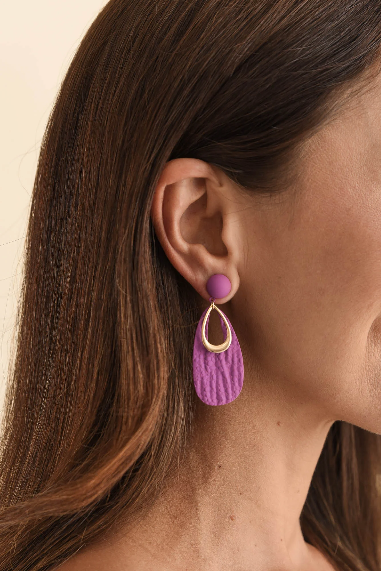Yarr Purple Teardrop Earrings - Image 2