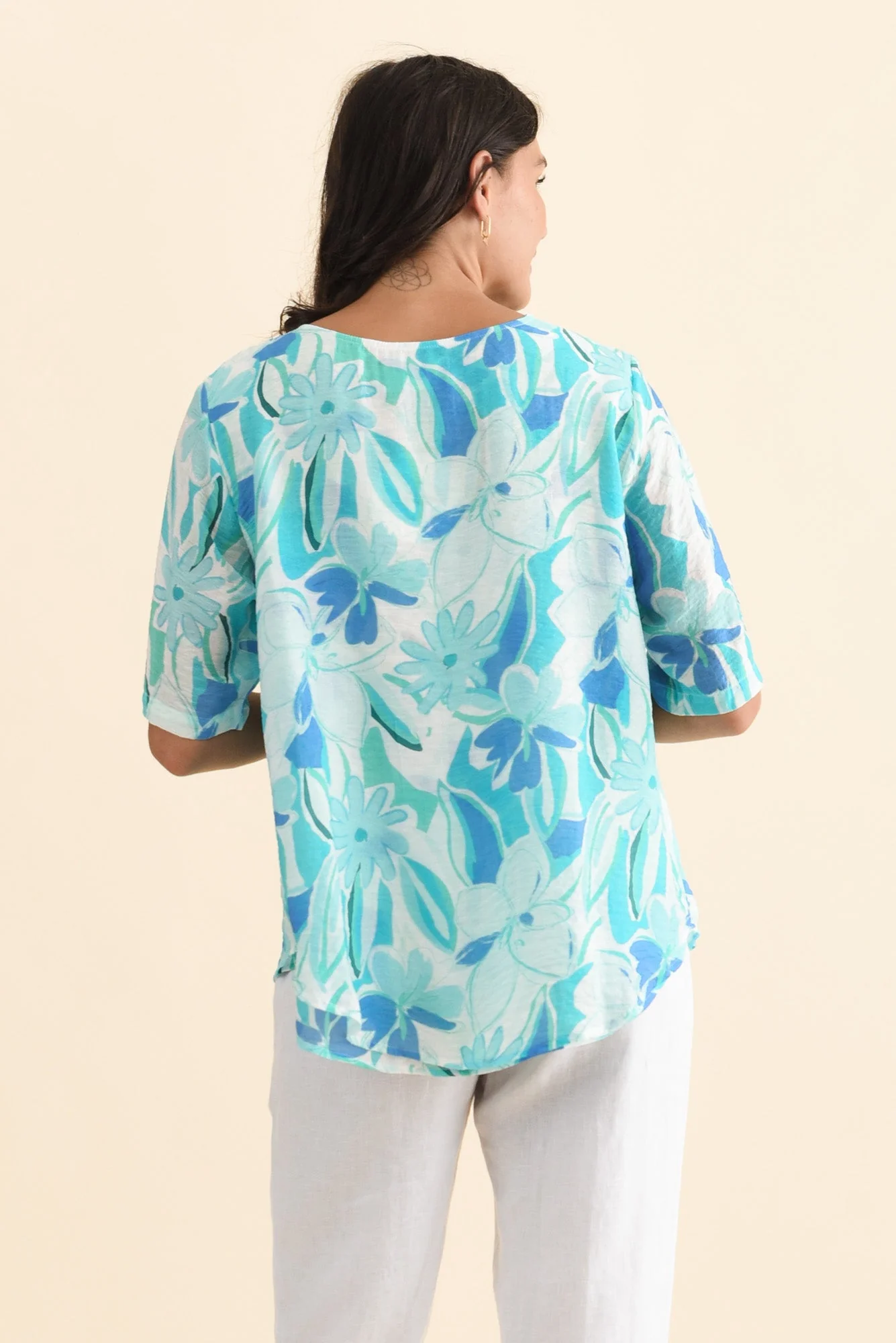 Yasmin Blue Floral Layered Button Top - Image 4