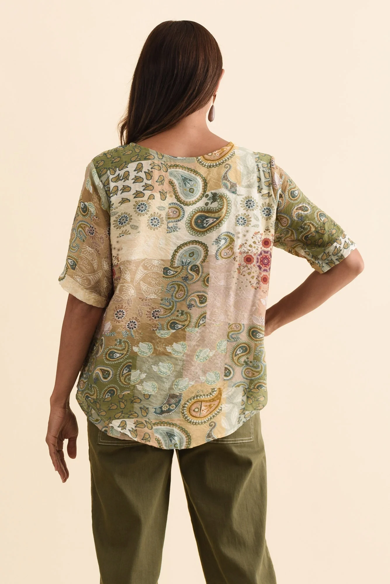 Yasmin Green Paisley Layered Button Top - Image 4