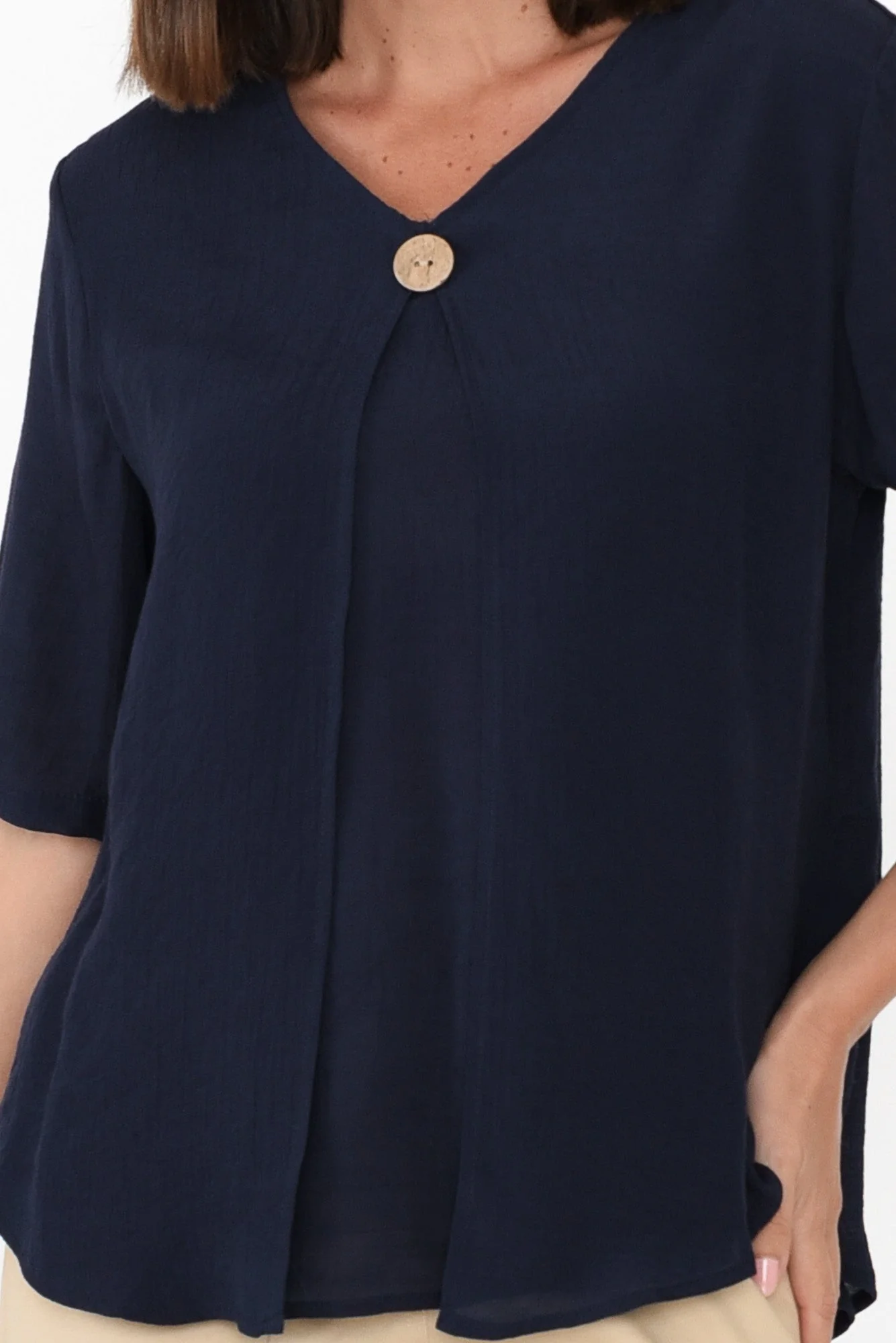 Yasmin Navy Layered Button Top - Image 5