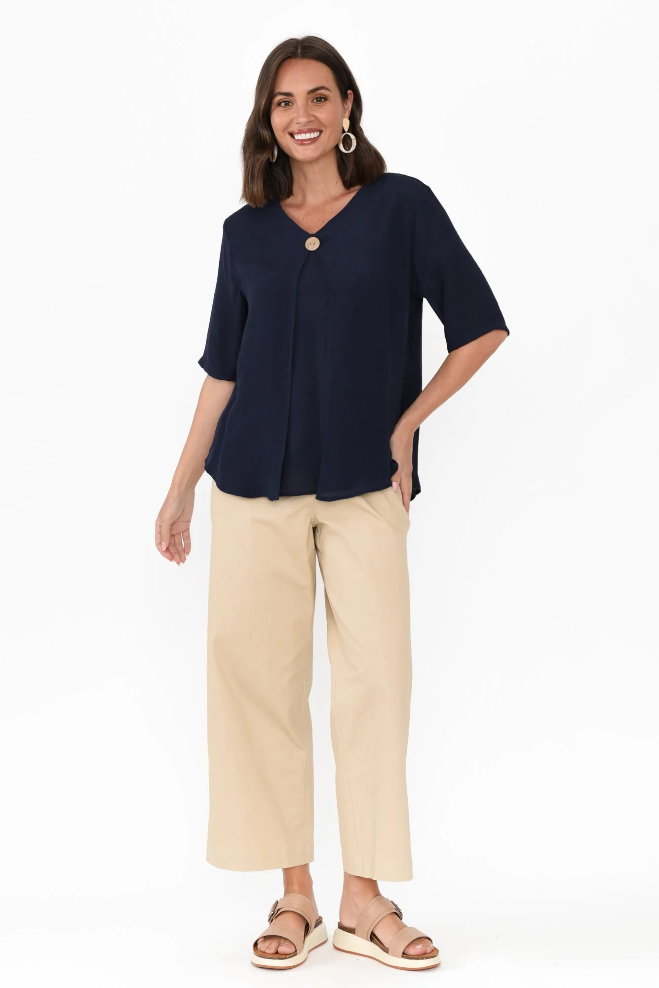 Yasmin Navy Layered Button Top - Image 6