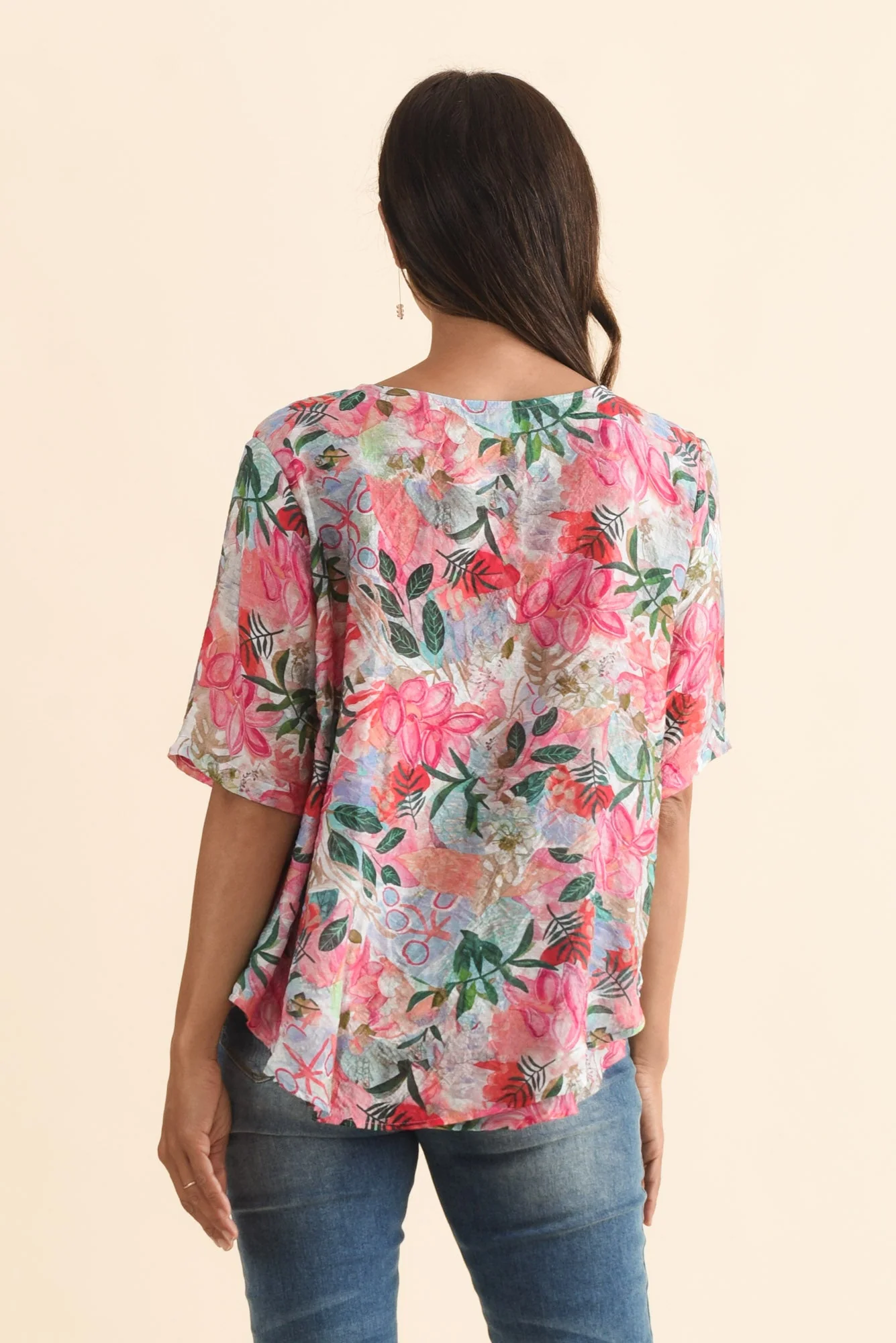 Yasmin Pink Floral Layered Button Top - Image 4
