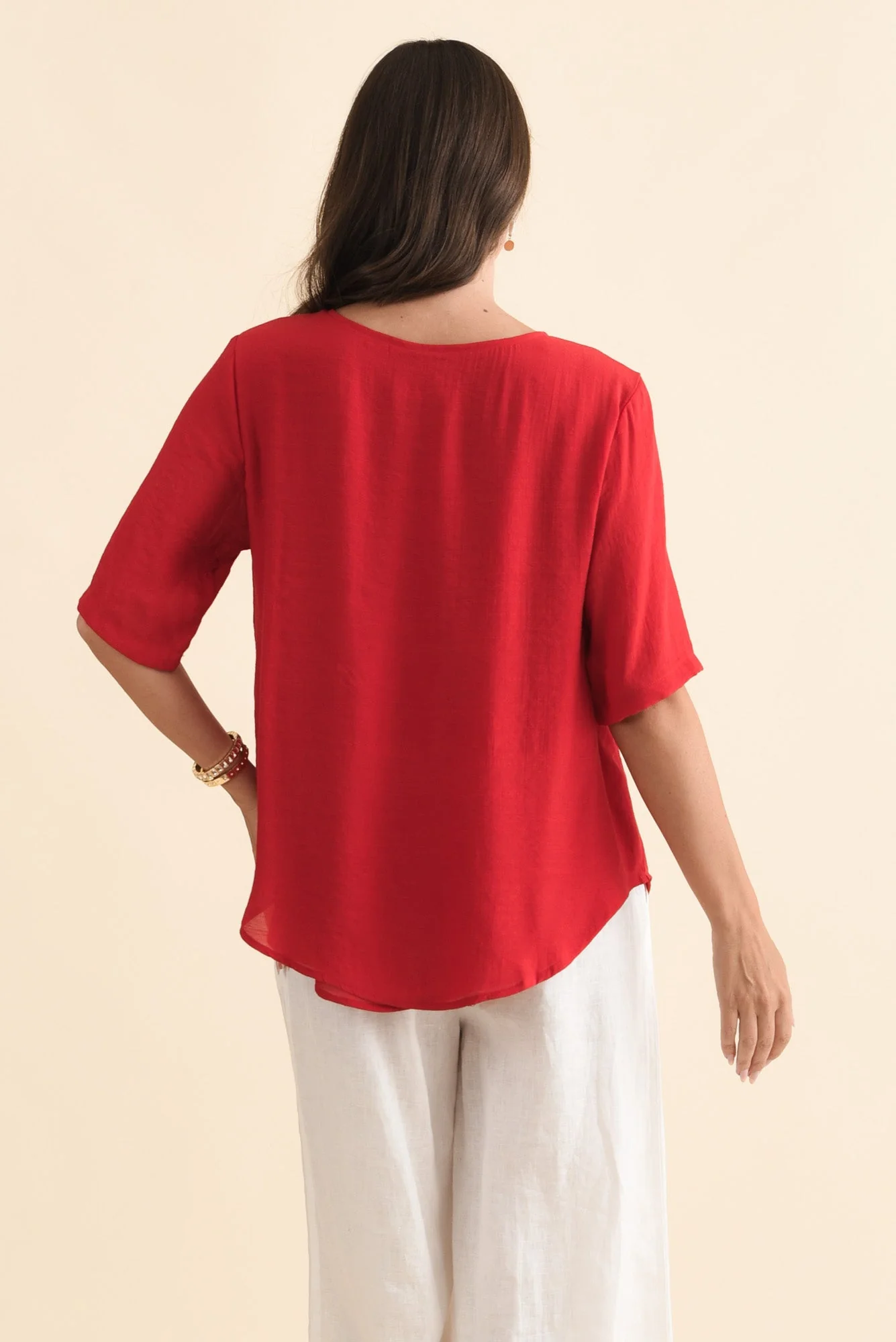 Yasmin Red Layered Button Top - Image 4