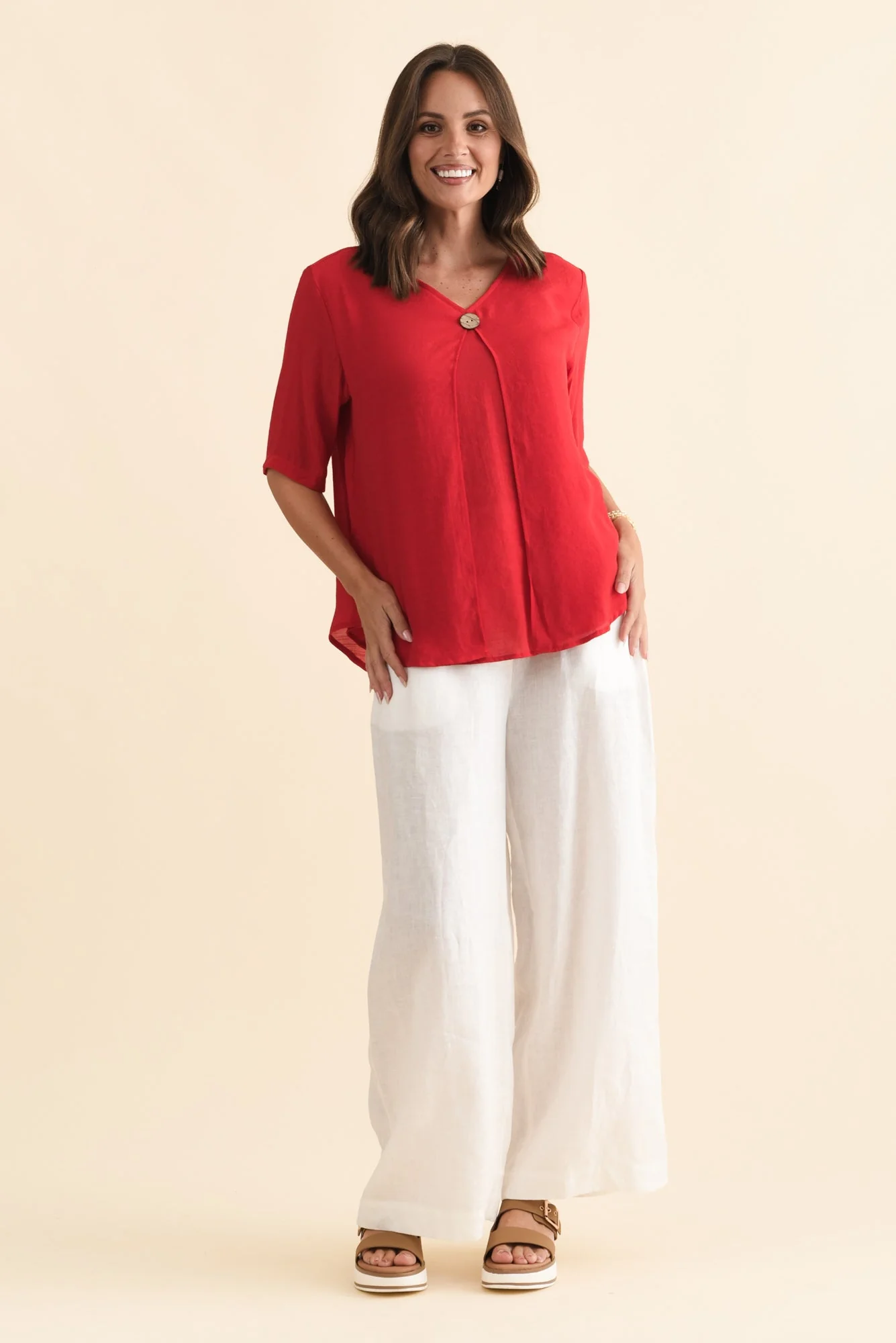 Yasmin Red Layered Button Top - Image 6