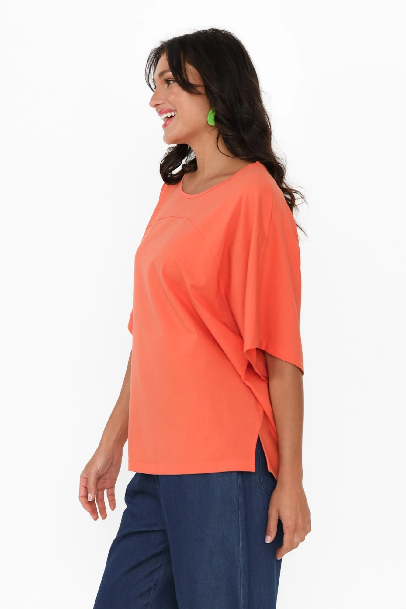 Yoke Apricot Cotton Wide Sleeve Tee - Image 3