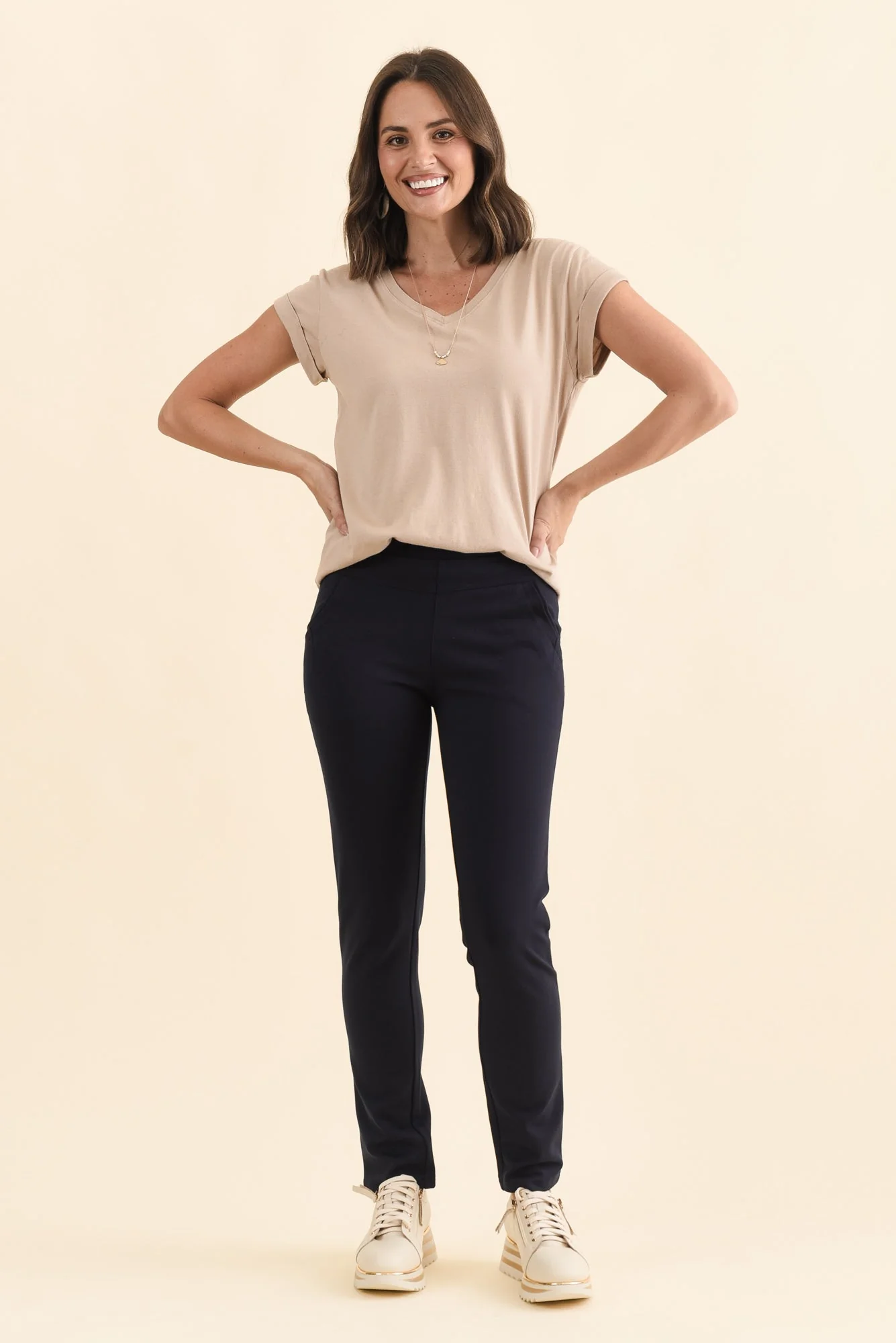 Zachary Navy Stretch Pants - Image 2