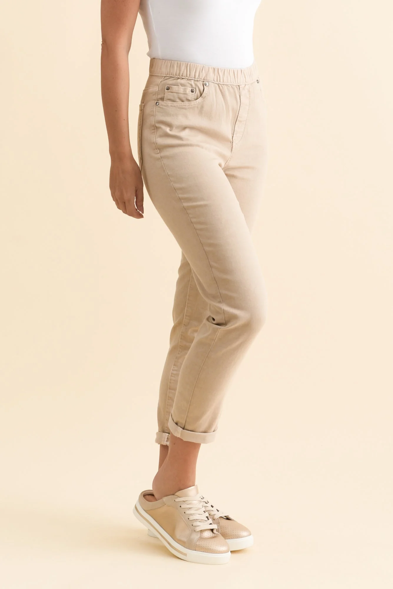 Zadie Beige Stretch Jeans - Image 3