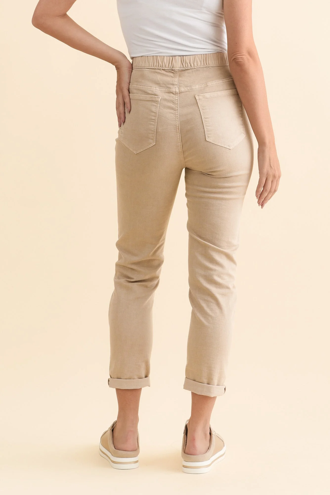 Zadie Beige Stretch Jeans - Image 4