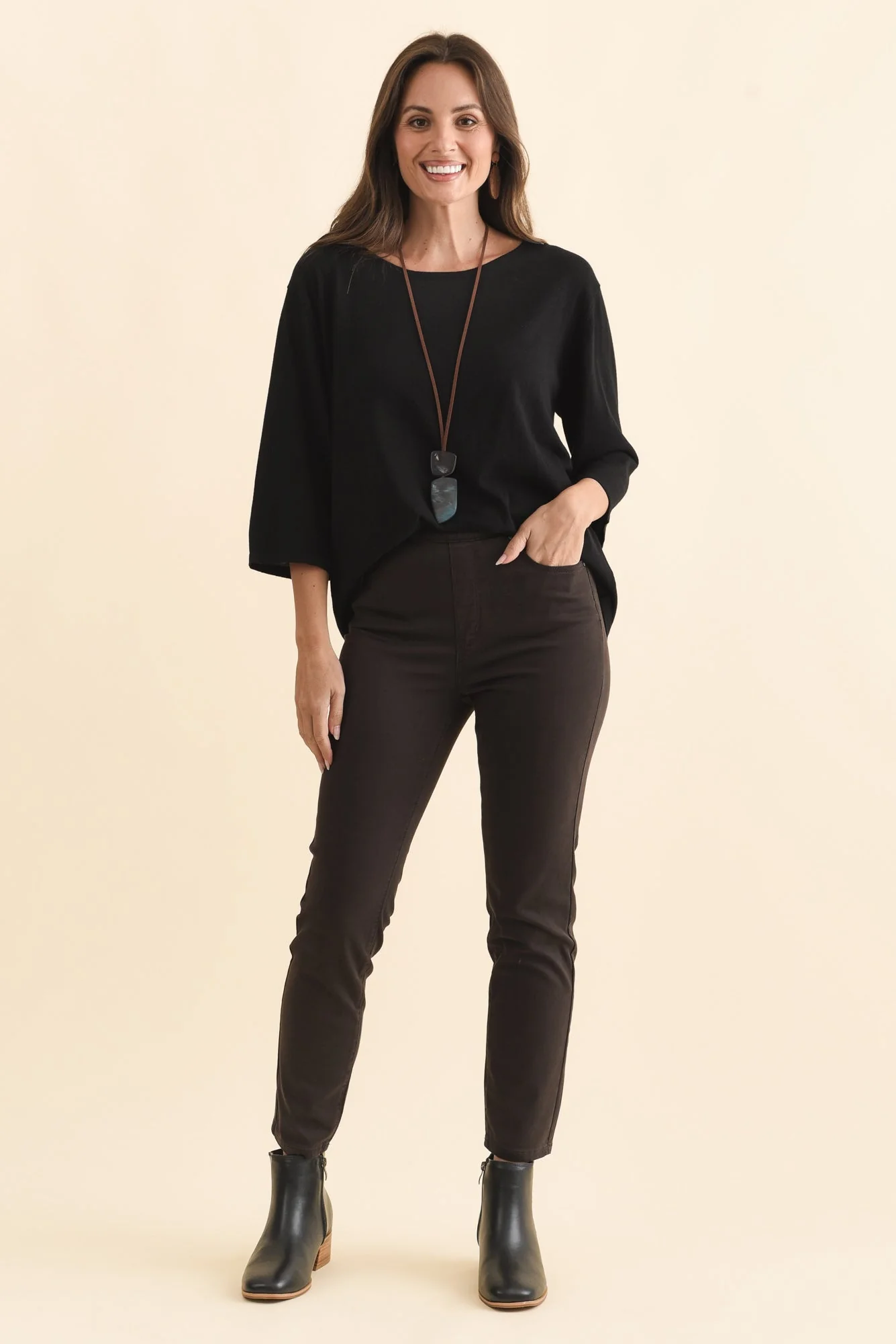 Zadie Chocolate Stretch Jeans - Image 3