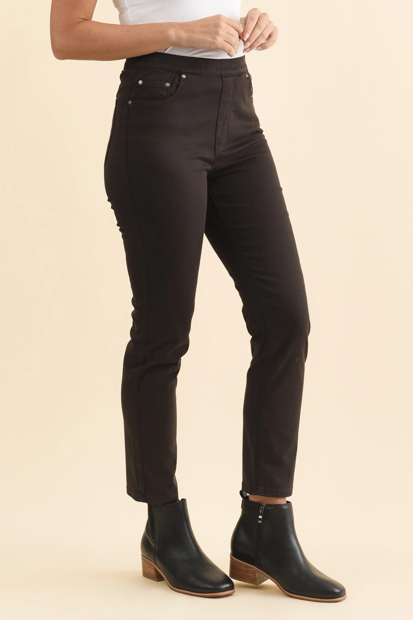 Zadie Chocolate Stretch Jeans - Image 4