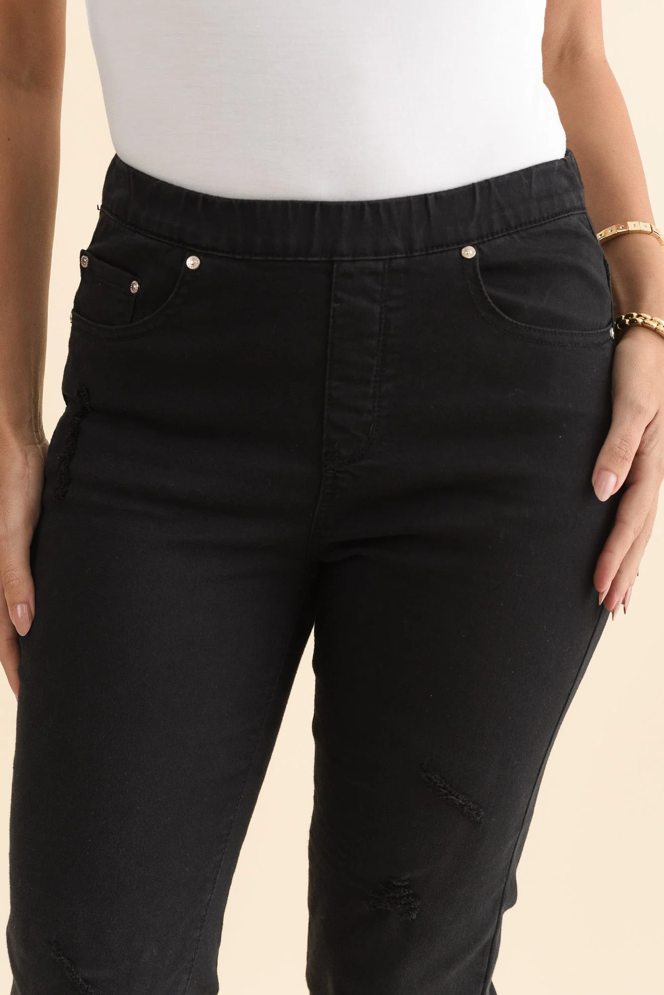 Zadie Distressed Black Stretch Jeans - Image 5