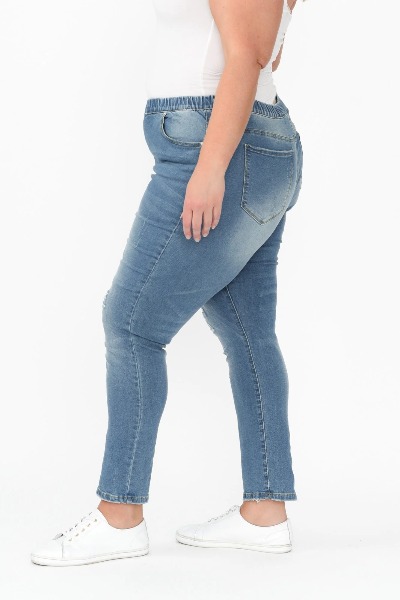 Zadie Distressed Blue Stretch Jeans - Image 13