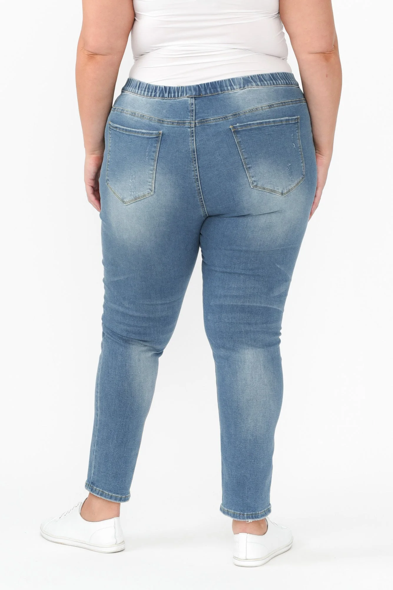 Zadie Distressed Blue Stretch Jeans - Image 14