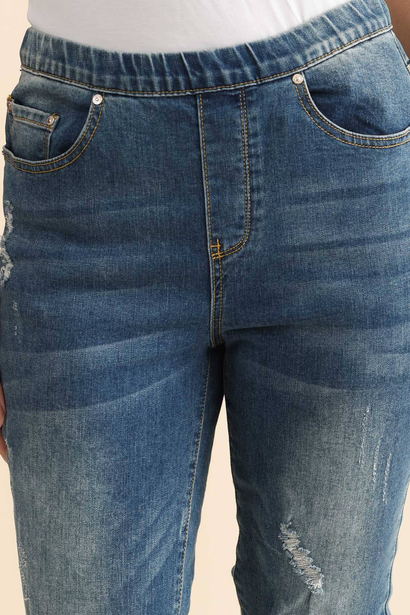 Zadie Distressed Blue Stretch Jeans - Image 5