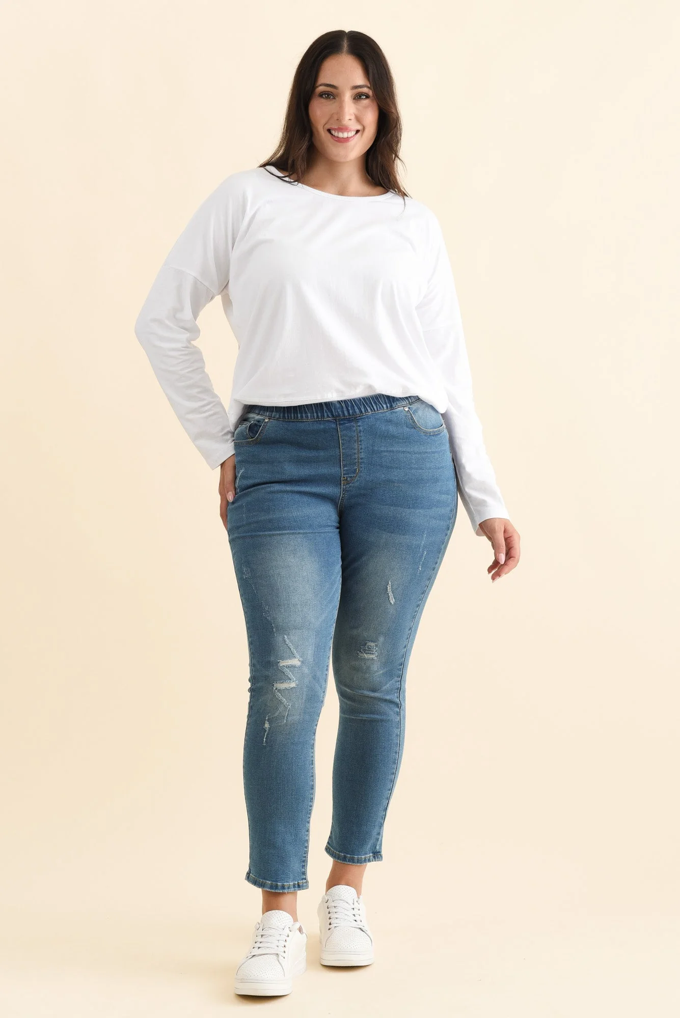 Zadie Distressed Blue Stretch Jeans - Image 8