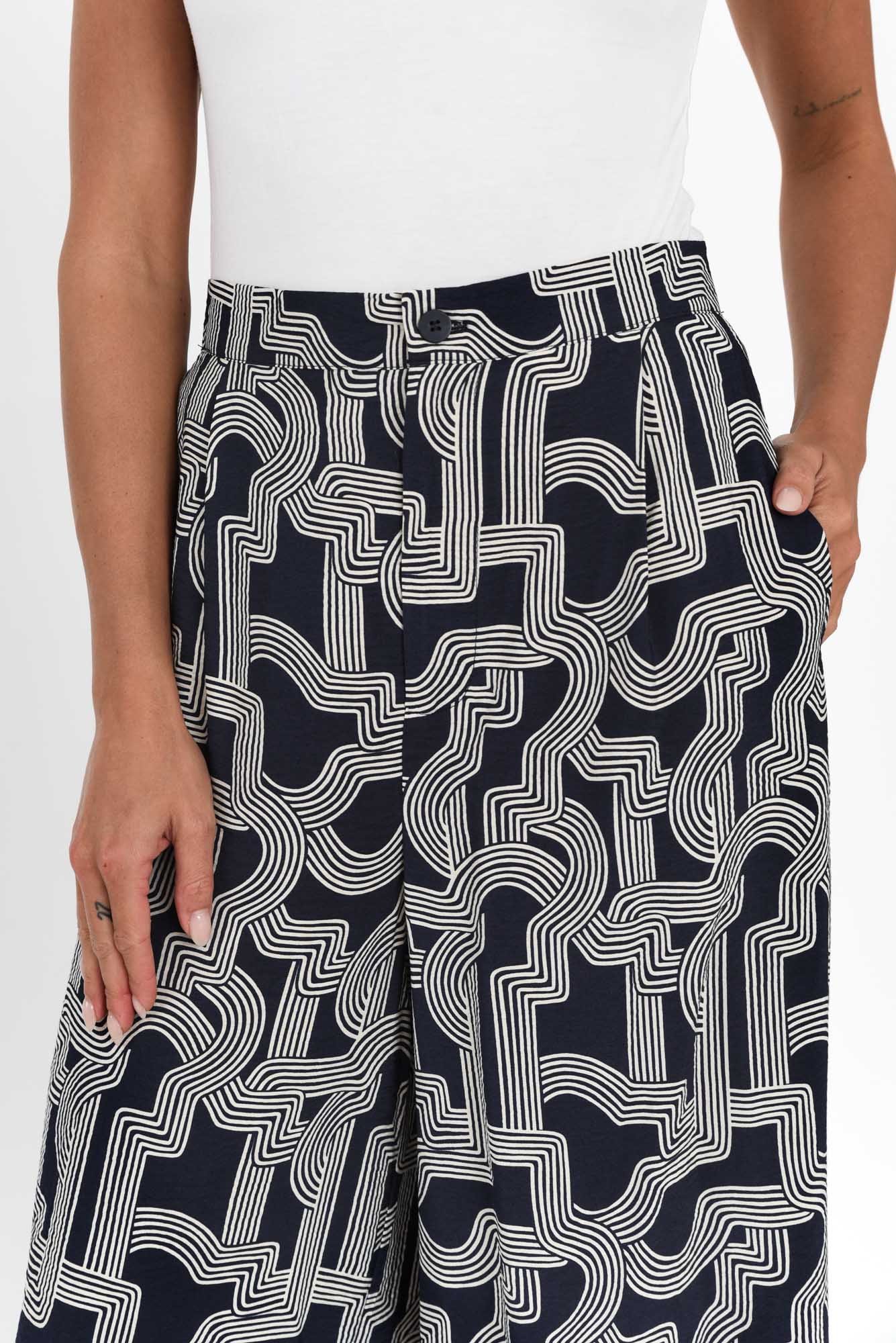Zander Navy Geo Wide Leg Pants - Image 5