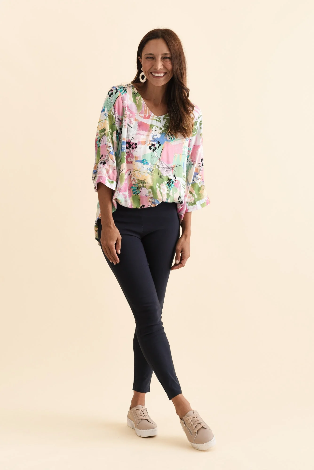Zara Navy Stretch 7/8 Pants - Image 2