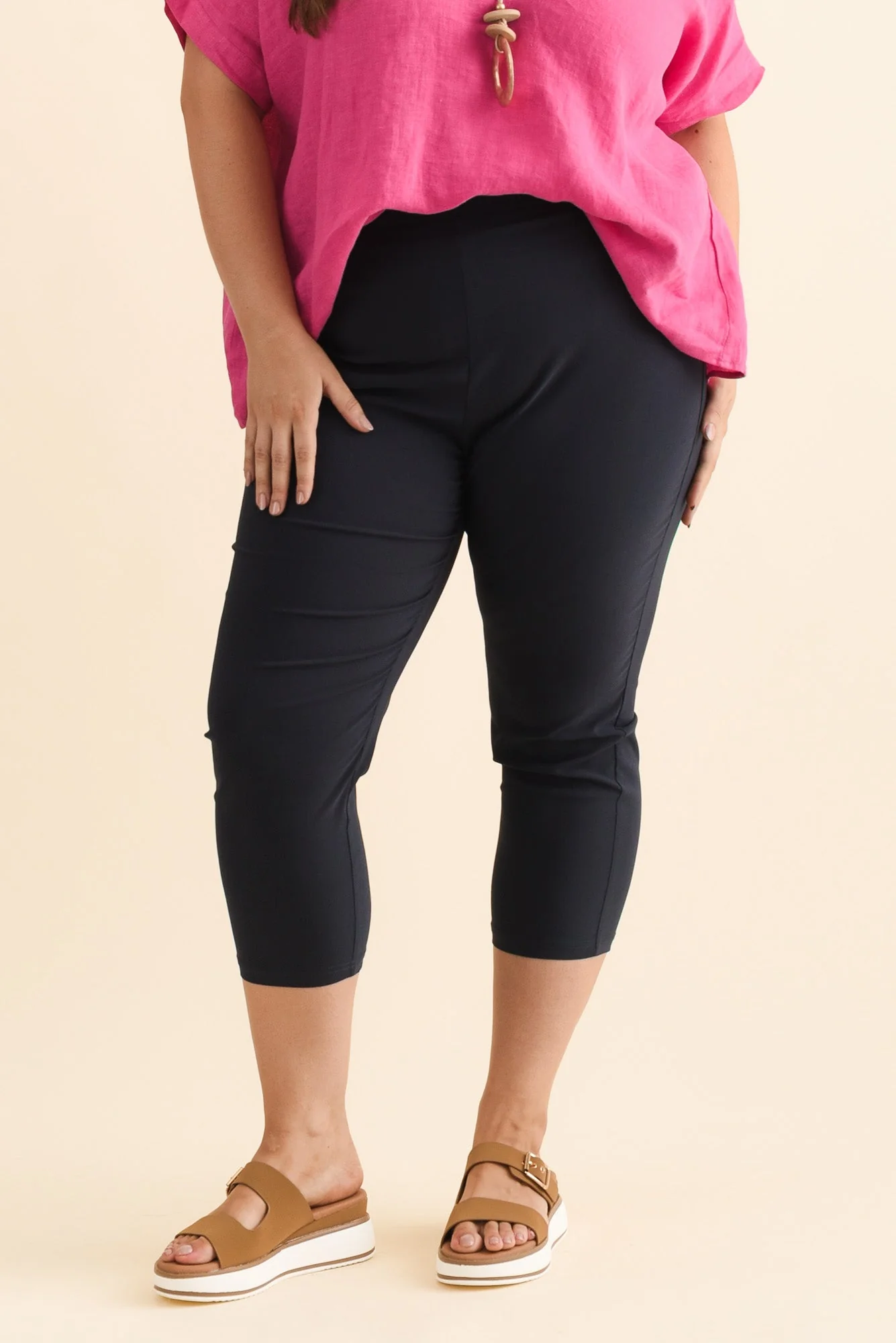 Zara Navy Stretch Cropped Pants - Image 7