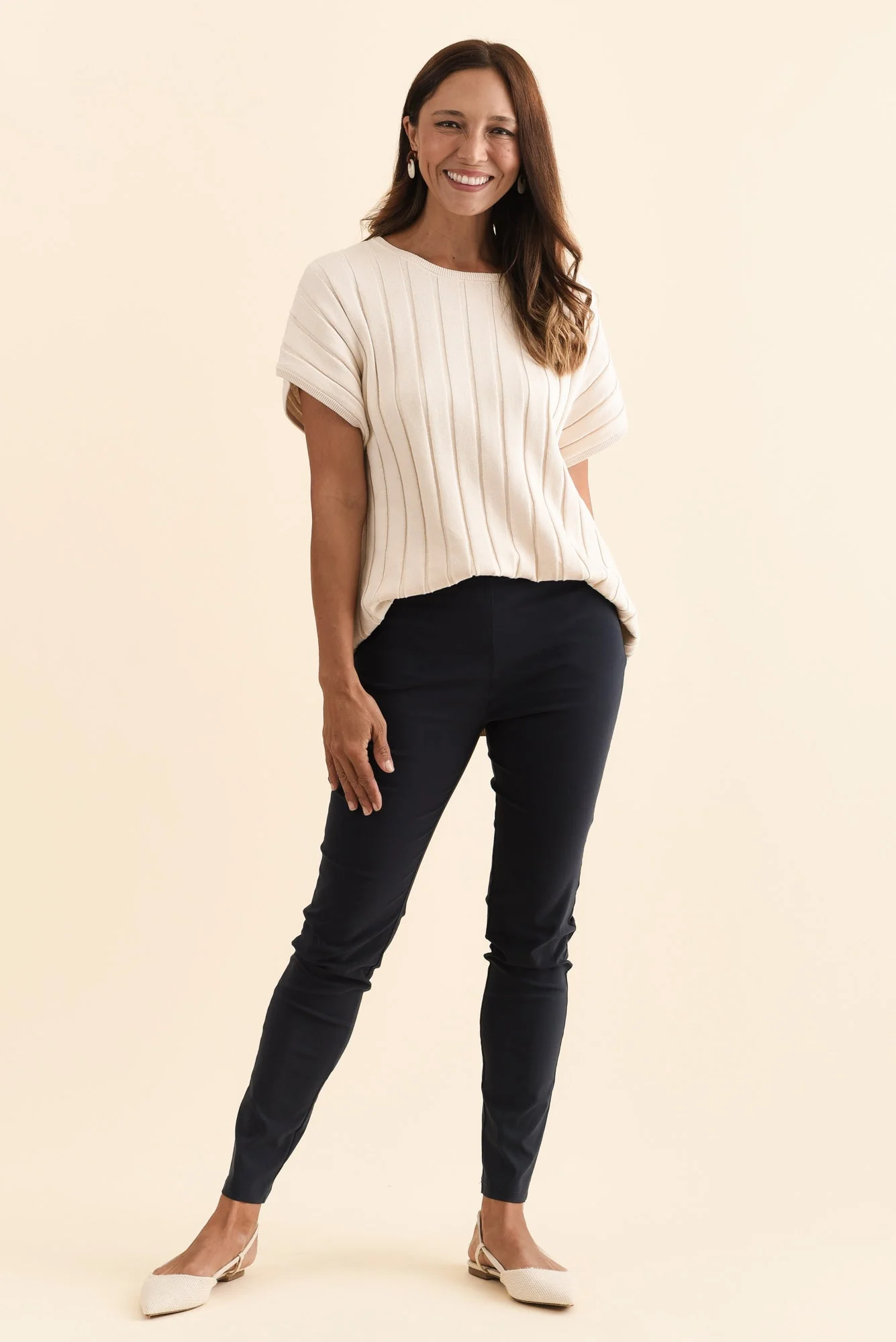 Zara Navy Stretch Full Length Pants - Image 3