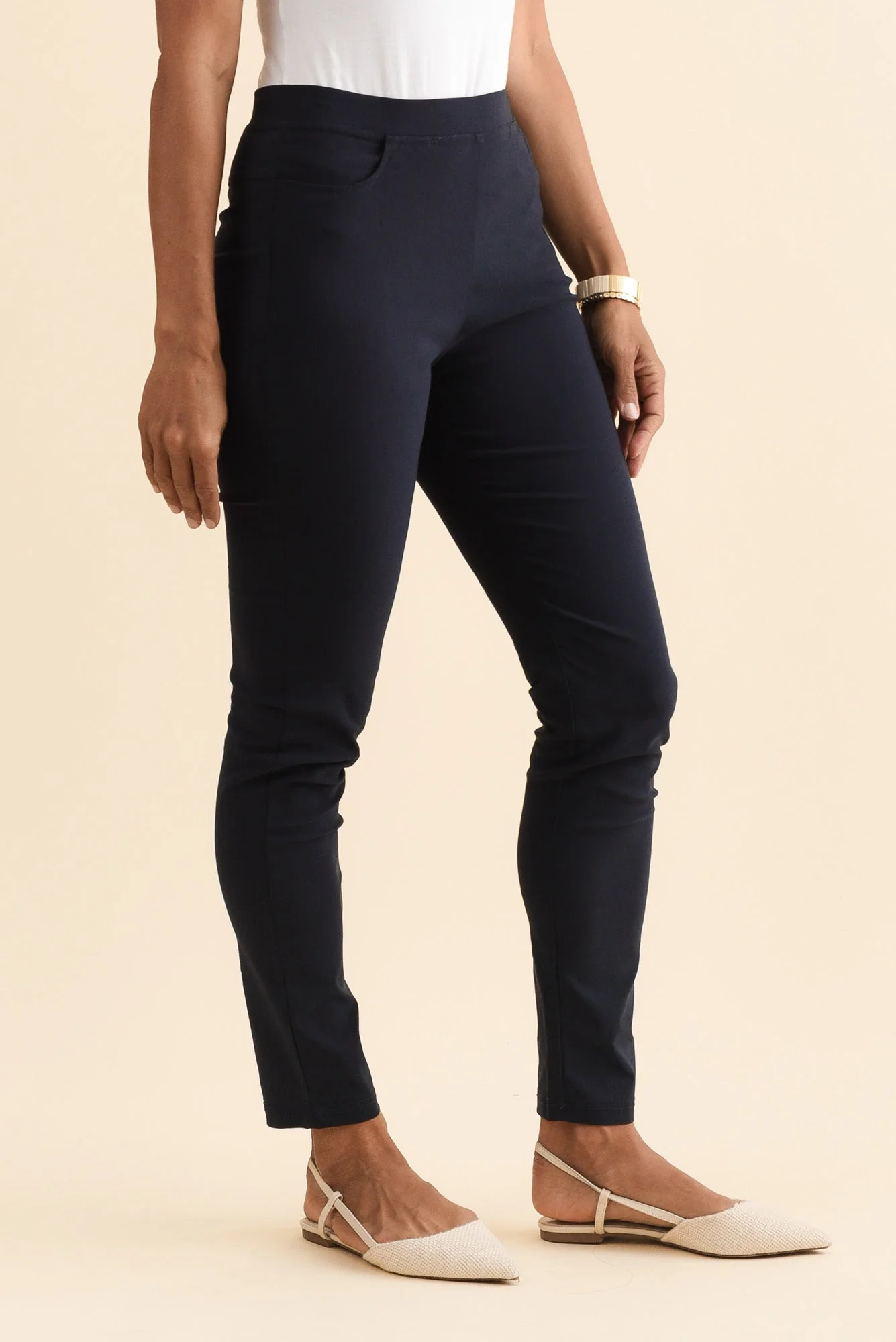 Zara Navy Stretch Full Length Pants - Image 4
