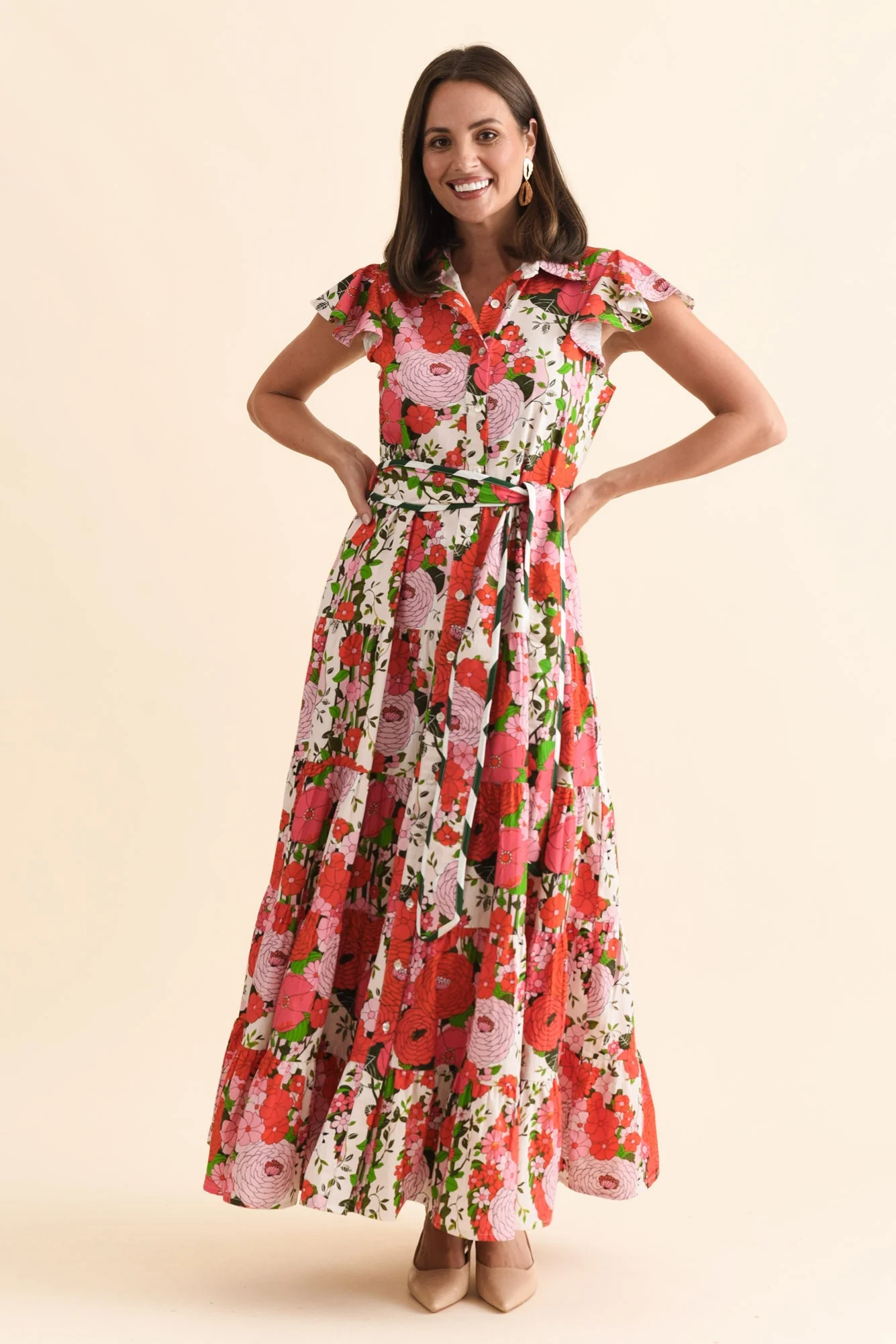 Zelde Pink Floral Cotton Shirt Dress - Image 2