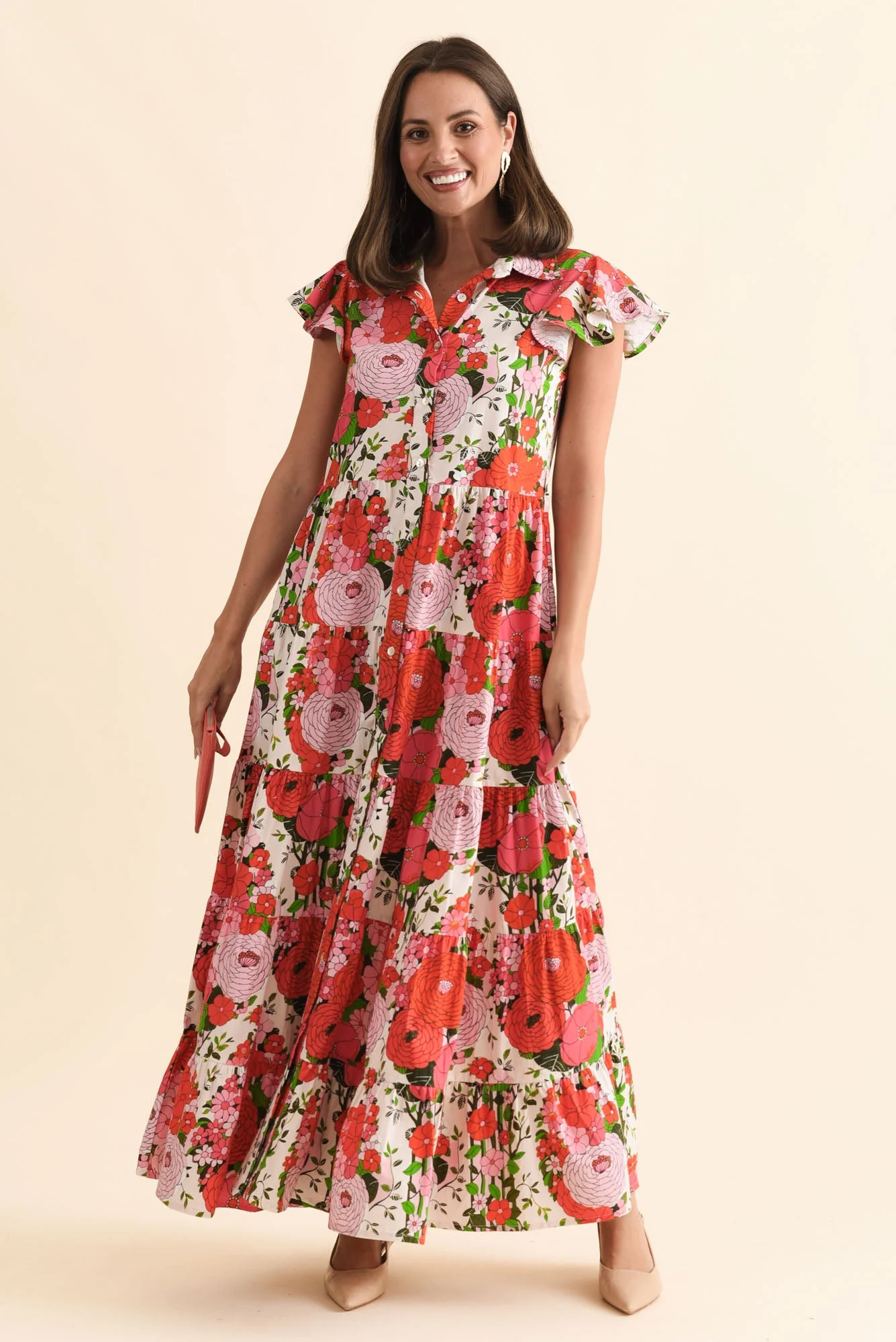 Zelde Pink Floral Cotton Shirt Dress - Image 6