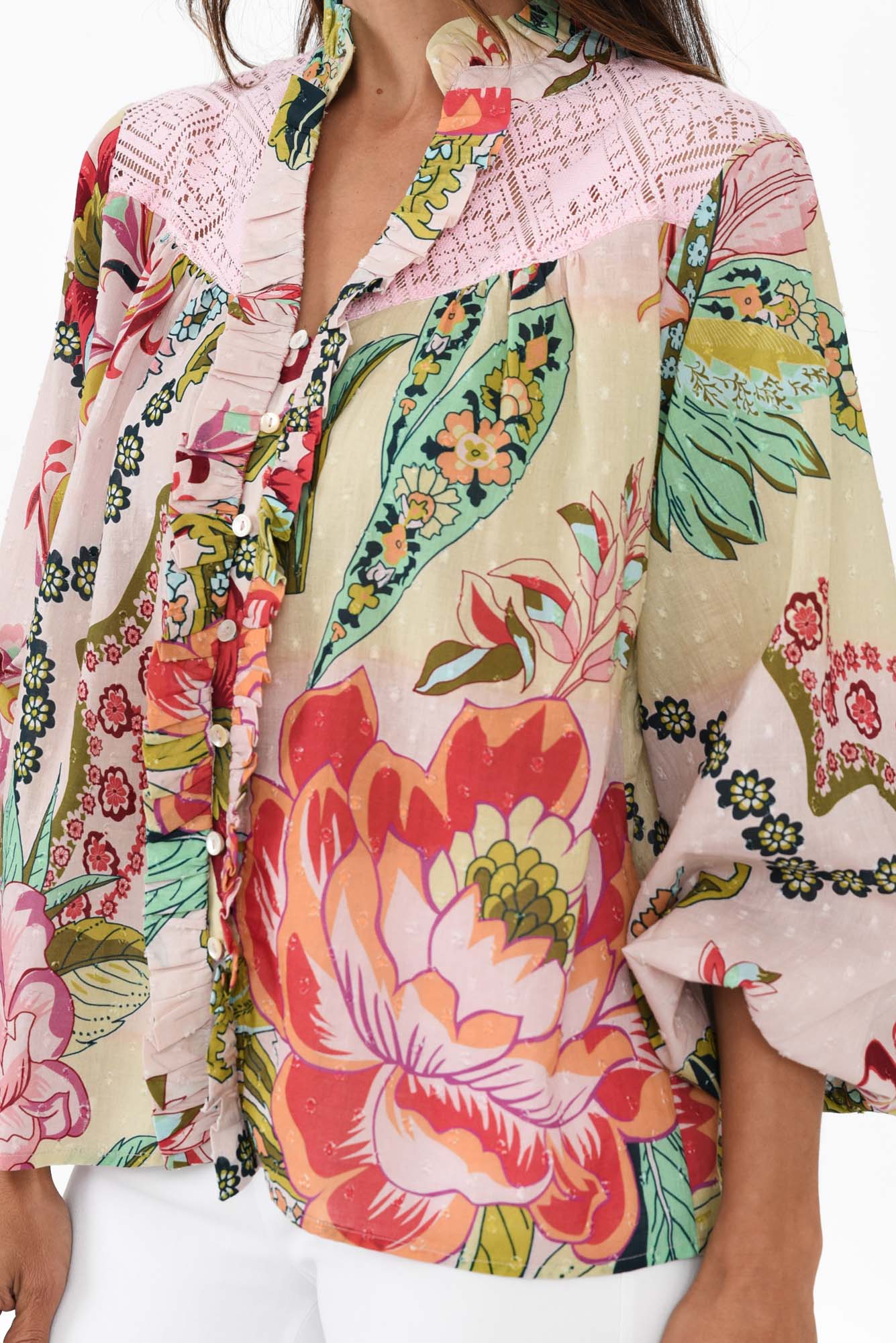 Zelena Pink Floral Cotton Blouse - Image 5