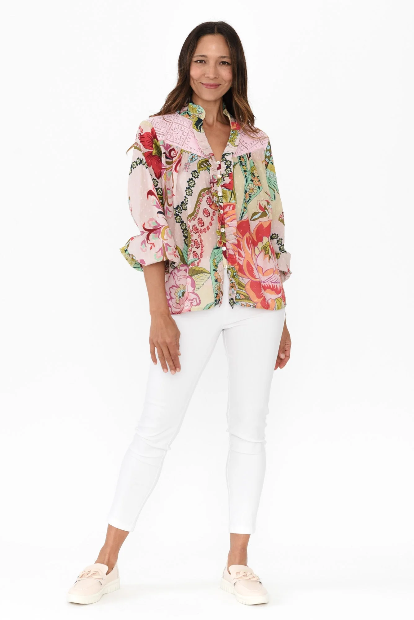 Zelena Pink Floral Cotton Blouse - Image 6
