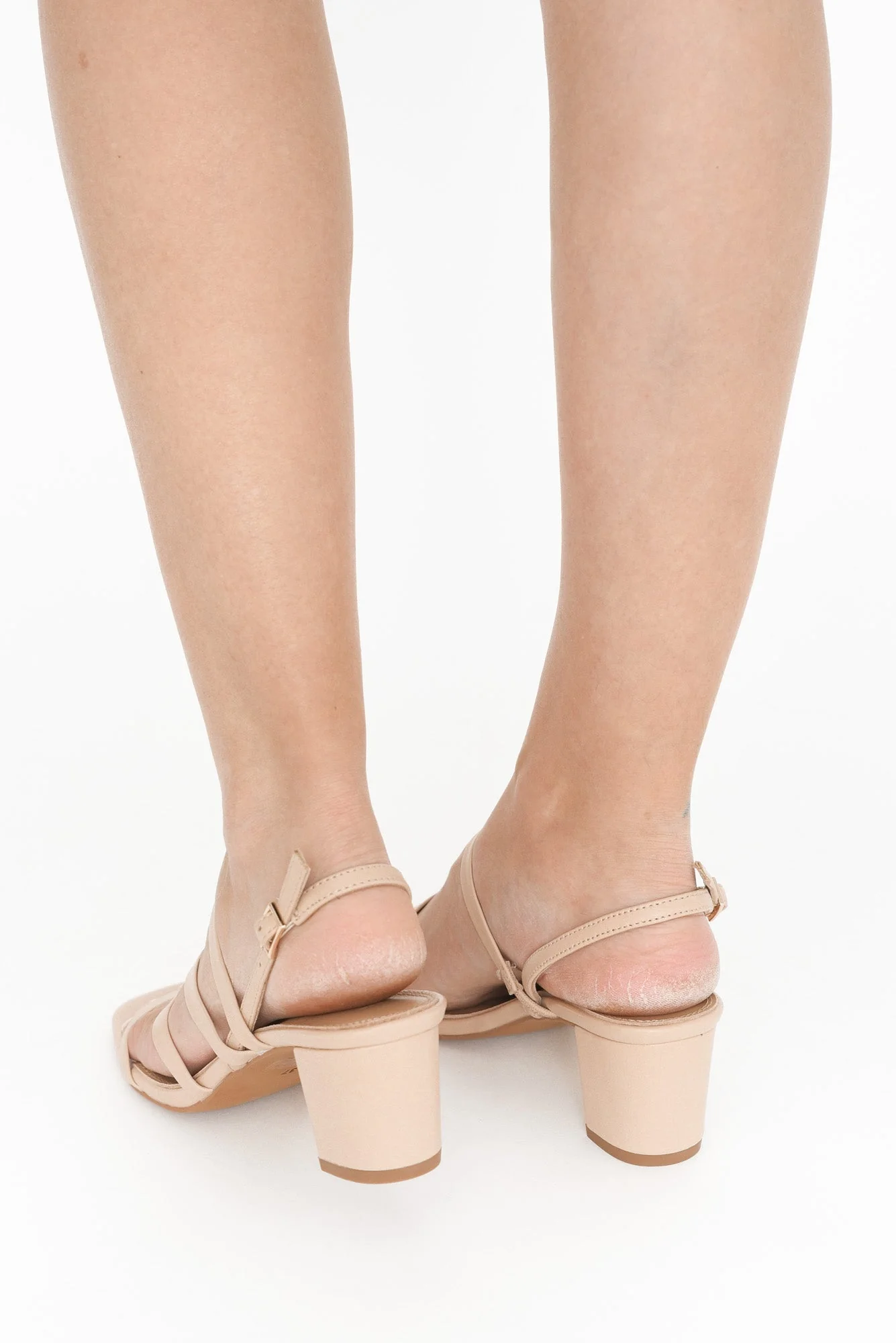 Zella Nude Leather Strappy Heel - Image 7