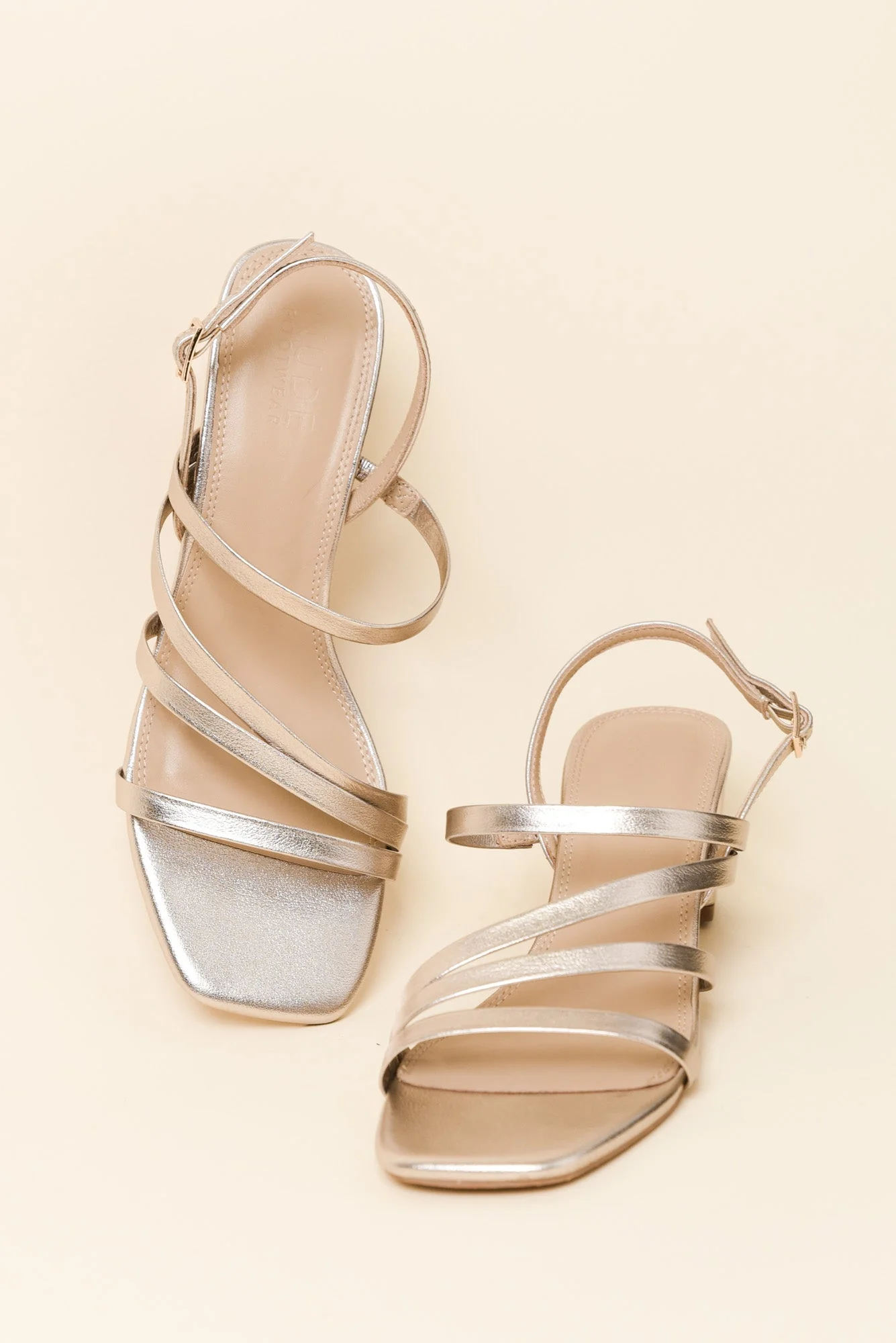 Zella Rose Gold Leather Strappy Heel - Image 2