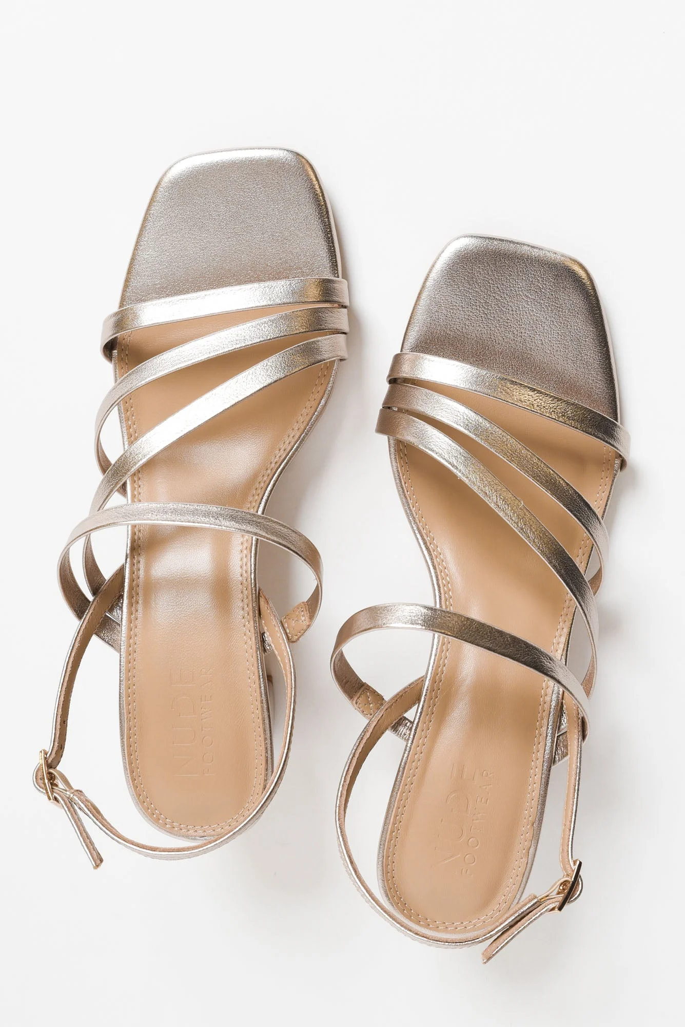 Zella Rose Gold Leather Strappy Heel - Image 3