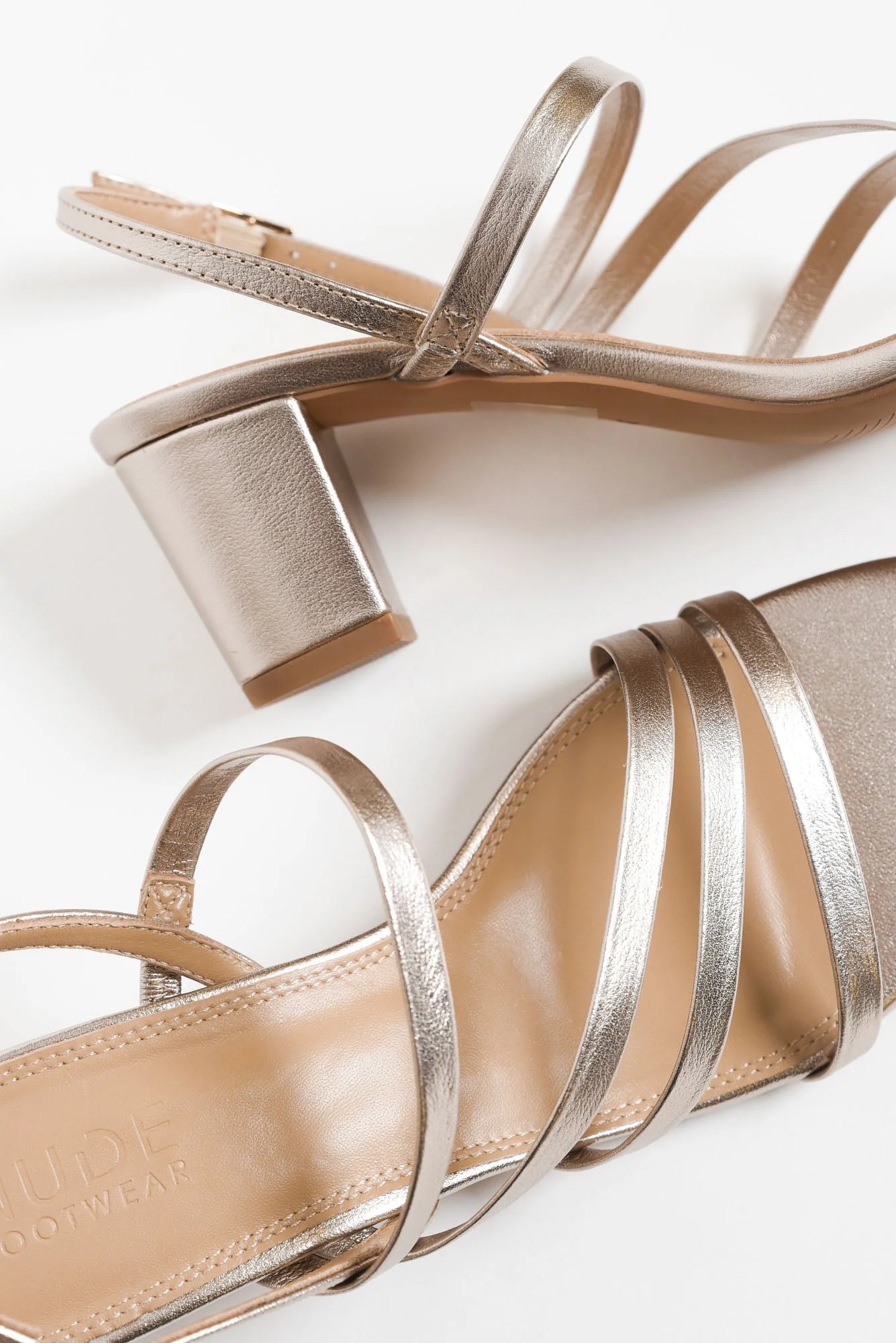 Zella Rose Gold Leather Strappy Heel - Image 6