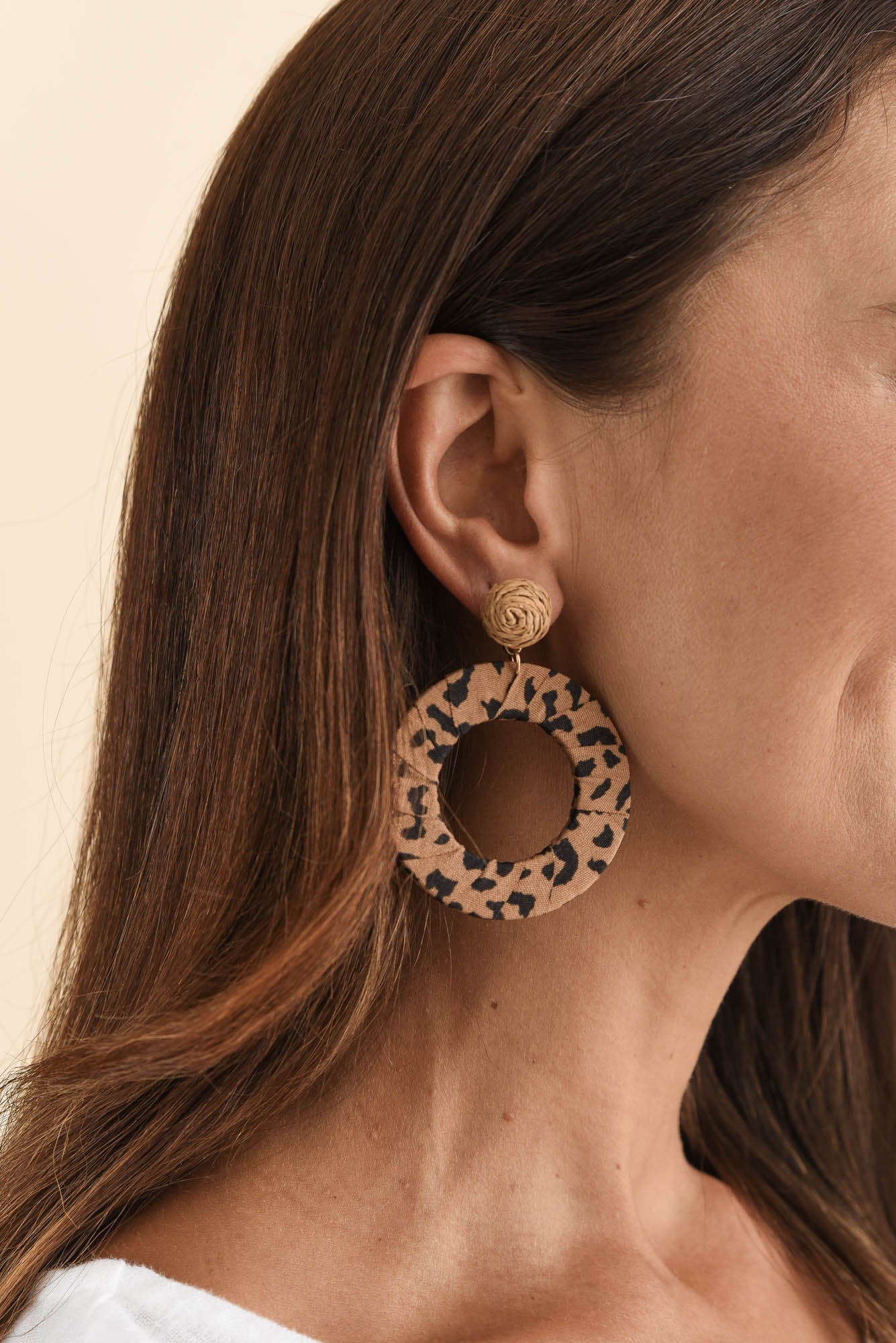 Zena Brown Leopard Drop Earrings - Image 2