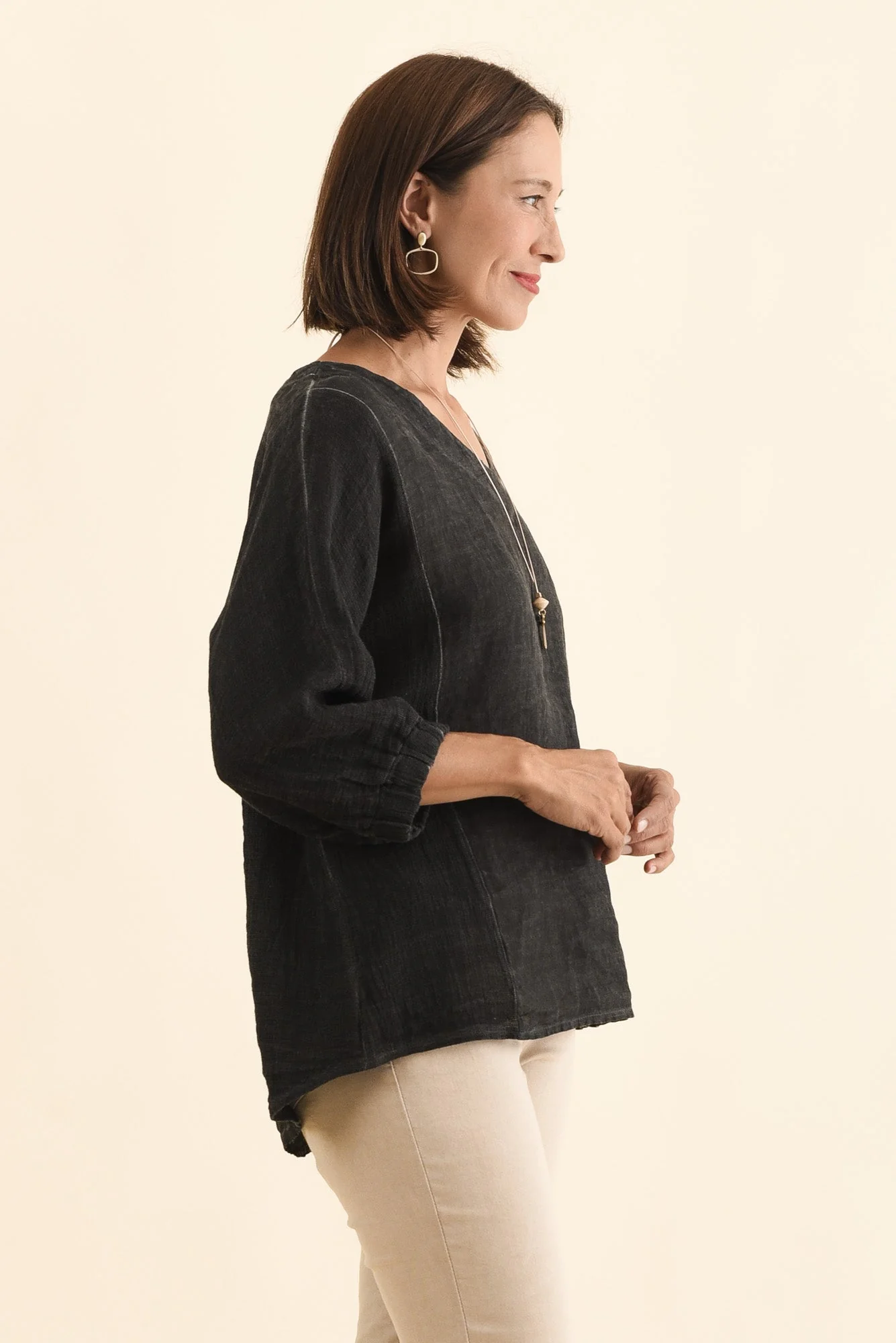 Ziola Black Linen Cotton Top - Image 3