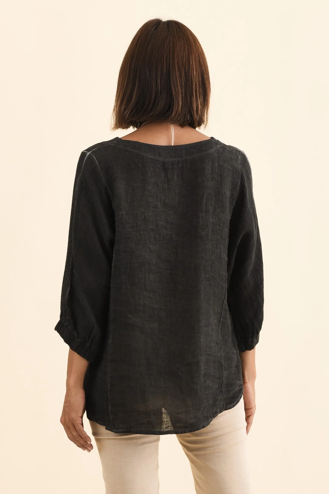 Ziola Black Linen Cotton Top - Image 4