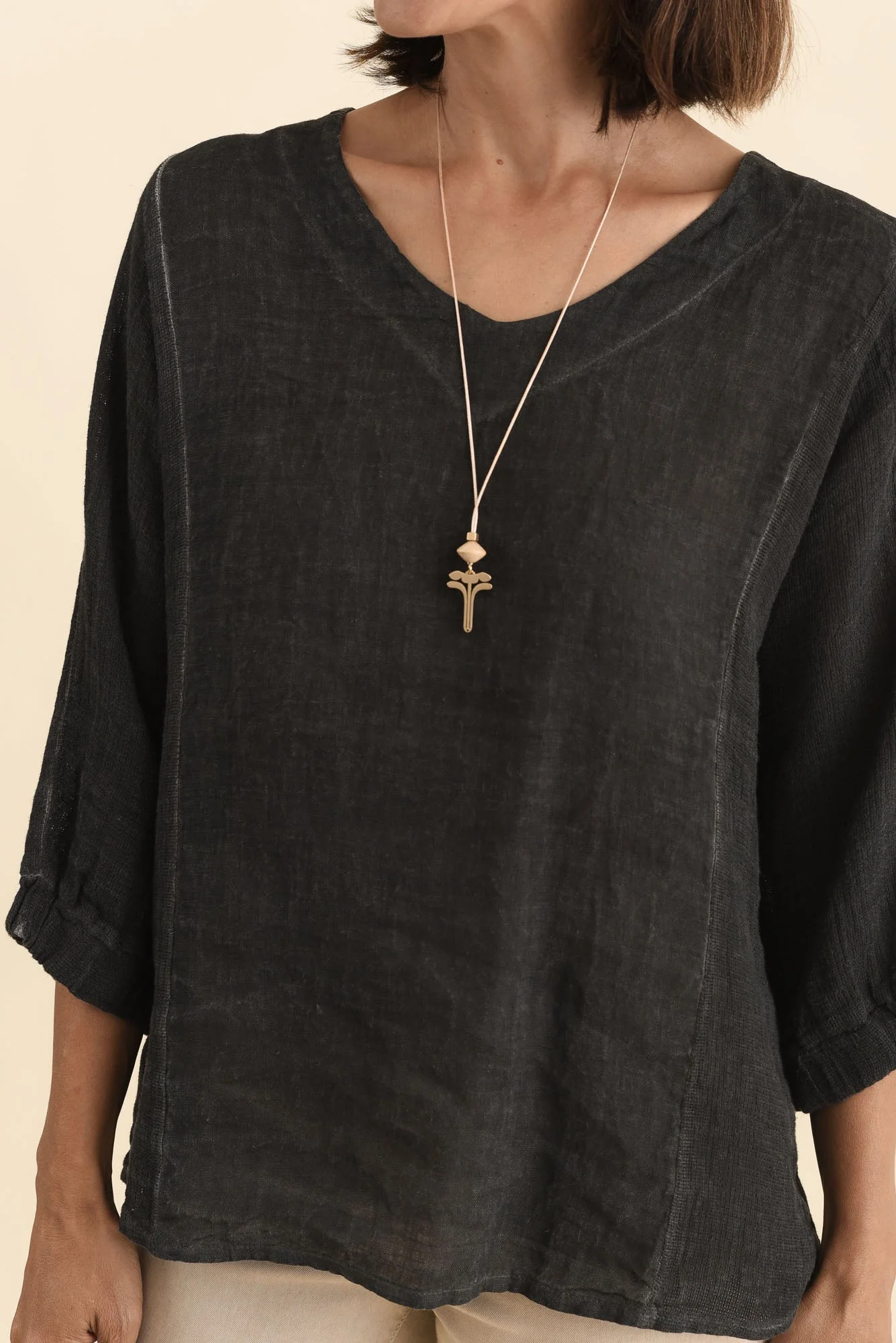Ziola Black Linen Cotton Top - Image 5