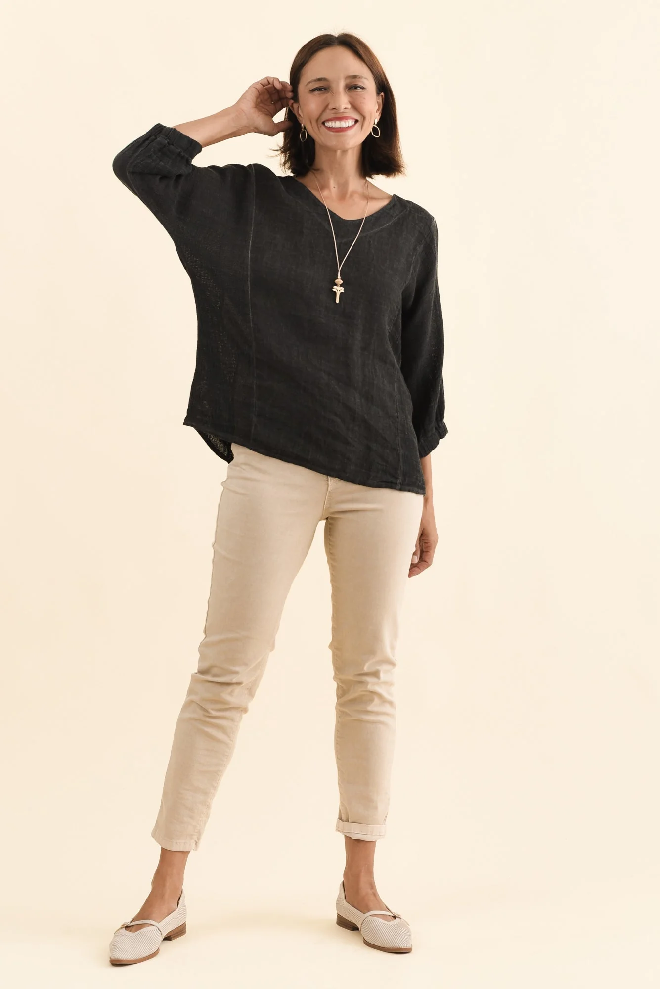 Ziola Black Linen Cotton Top - Image 6