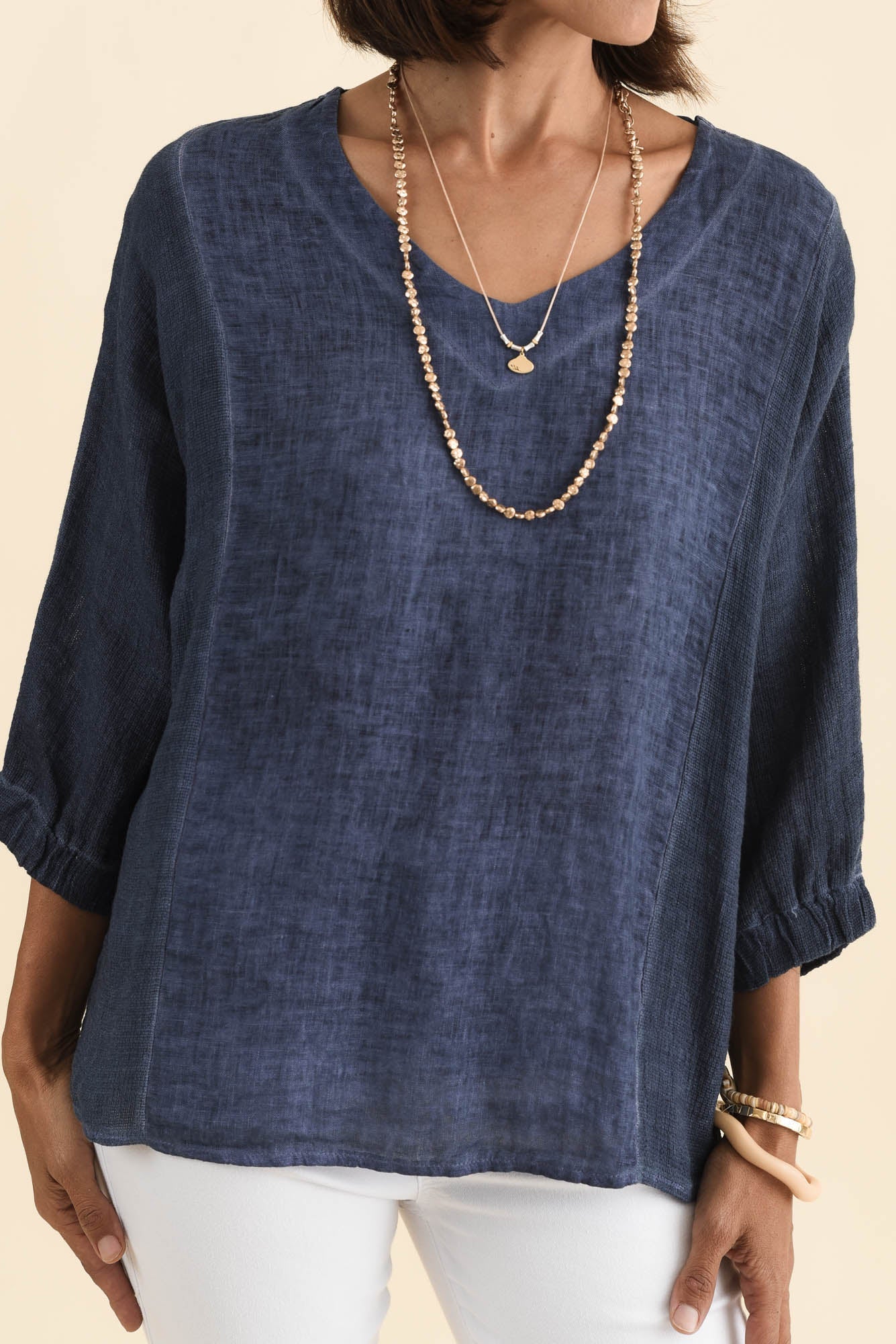 Ziola Blue Linen Cotton Top - Image 5