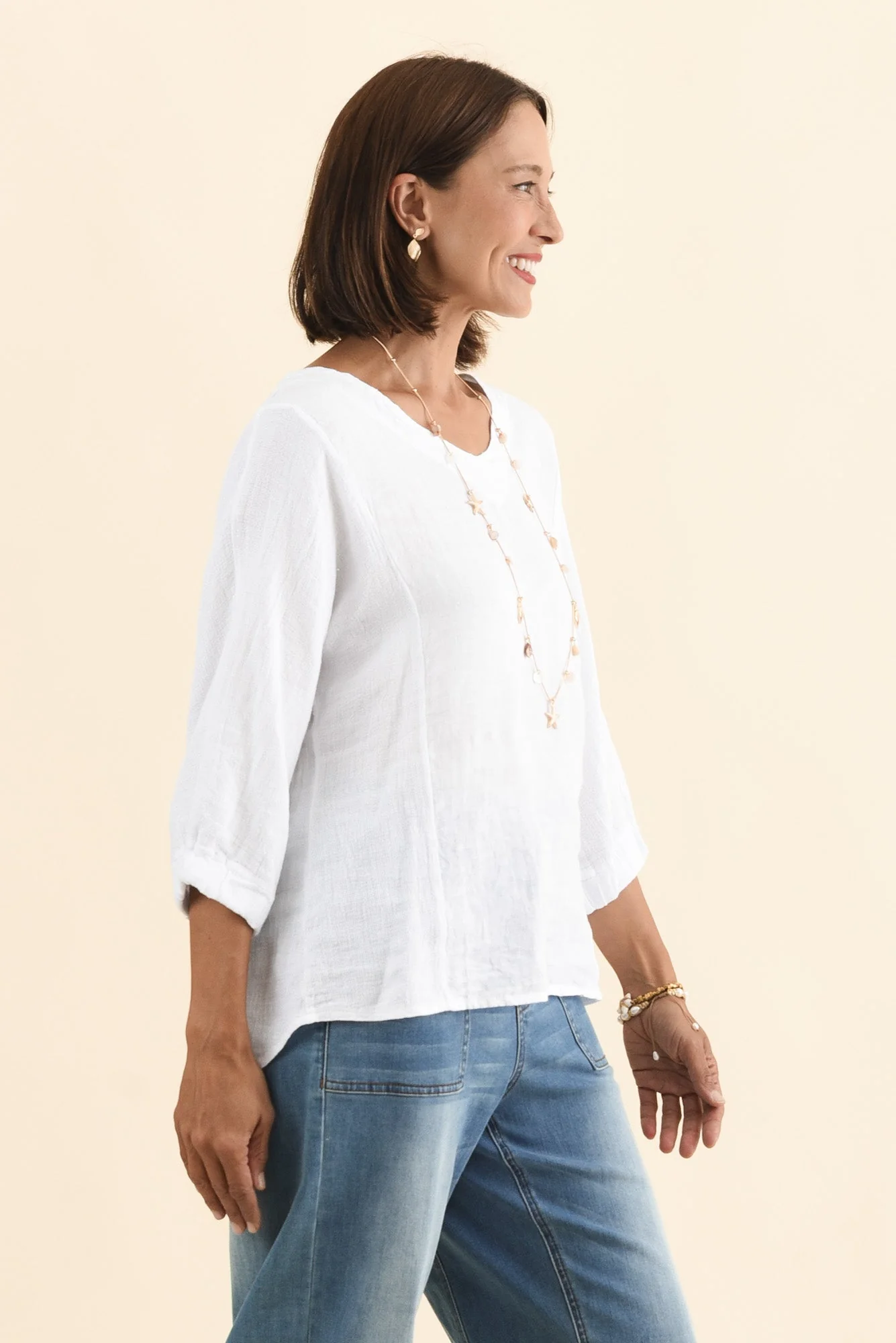 Ziola White Linen Cotton Top - Image 3