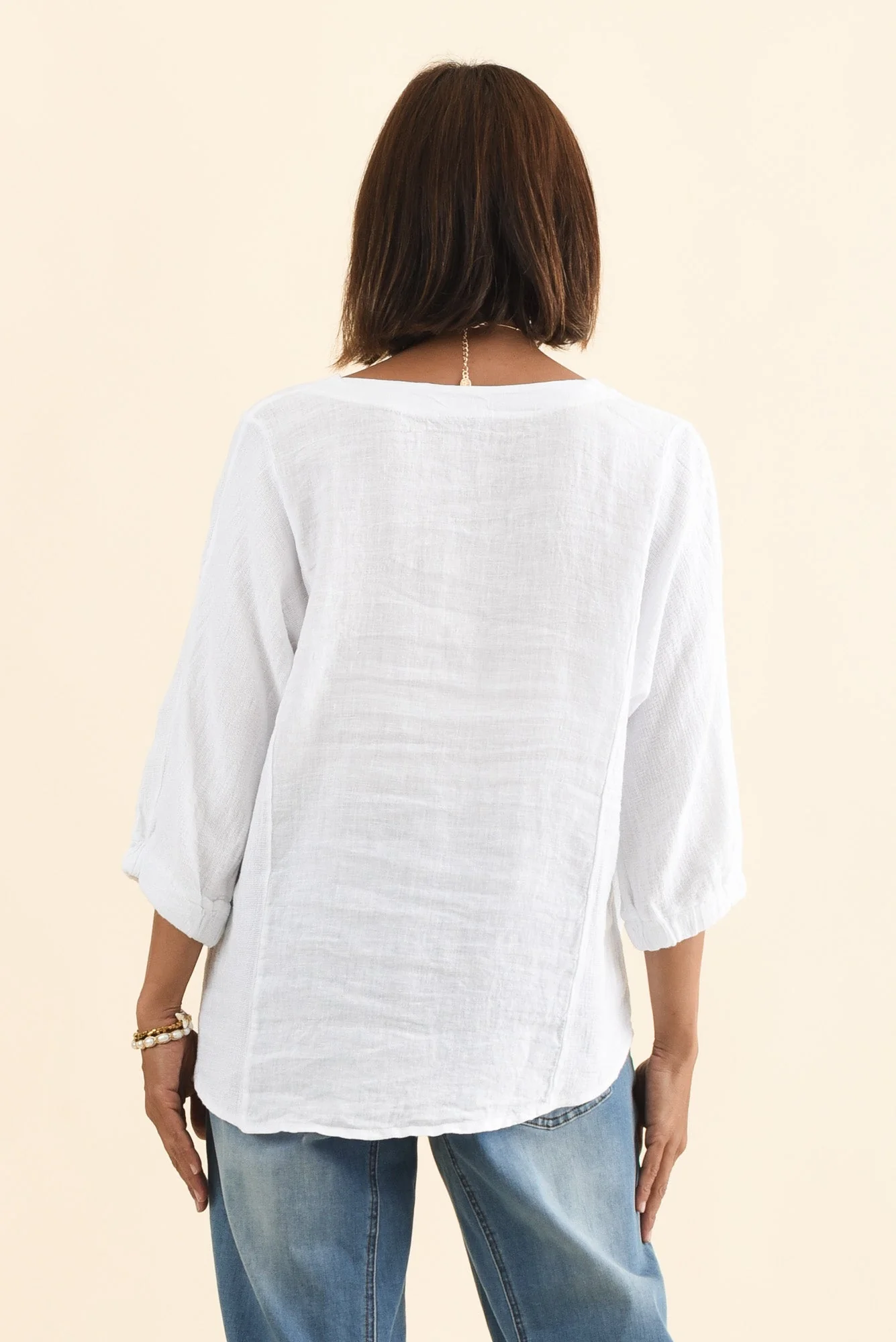 Ziola White Linen Cotton Top - Image 4