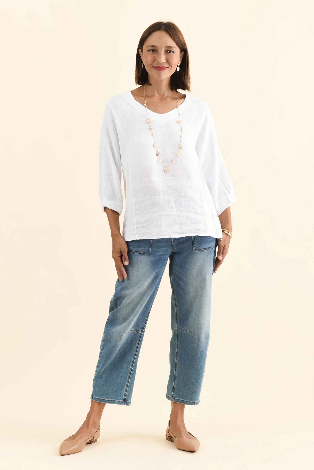 Ziola White Linen Cotton Top - Image 6