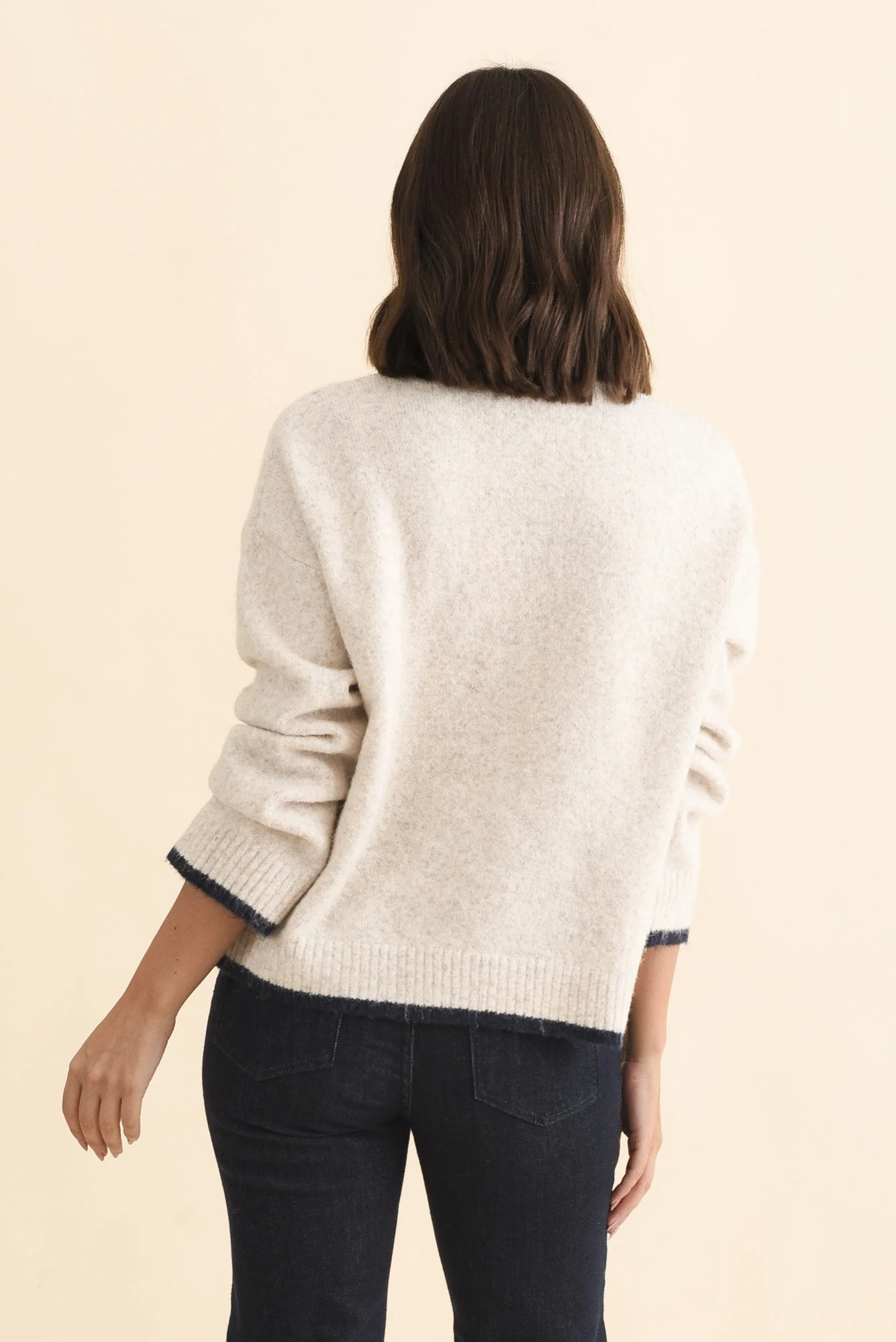 Zoe Beige Heart Knit Sweater - Image 4