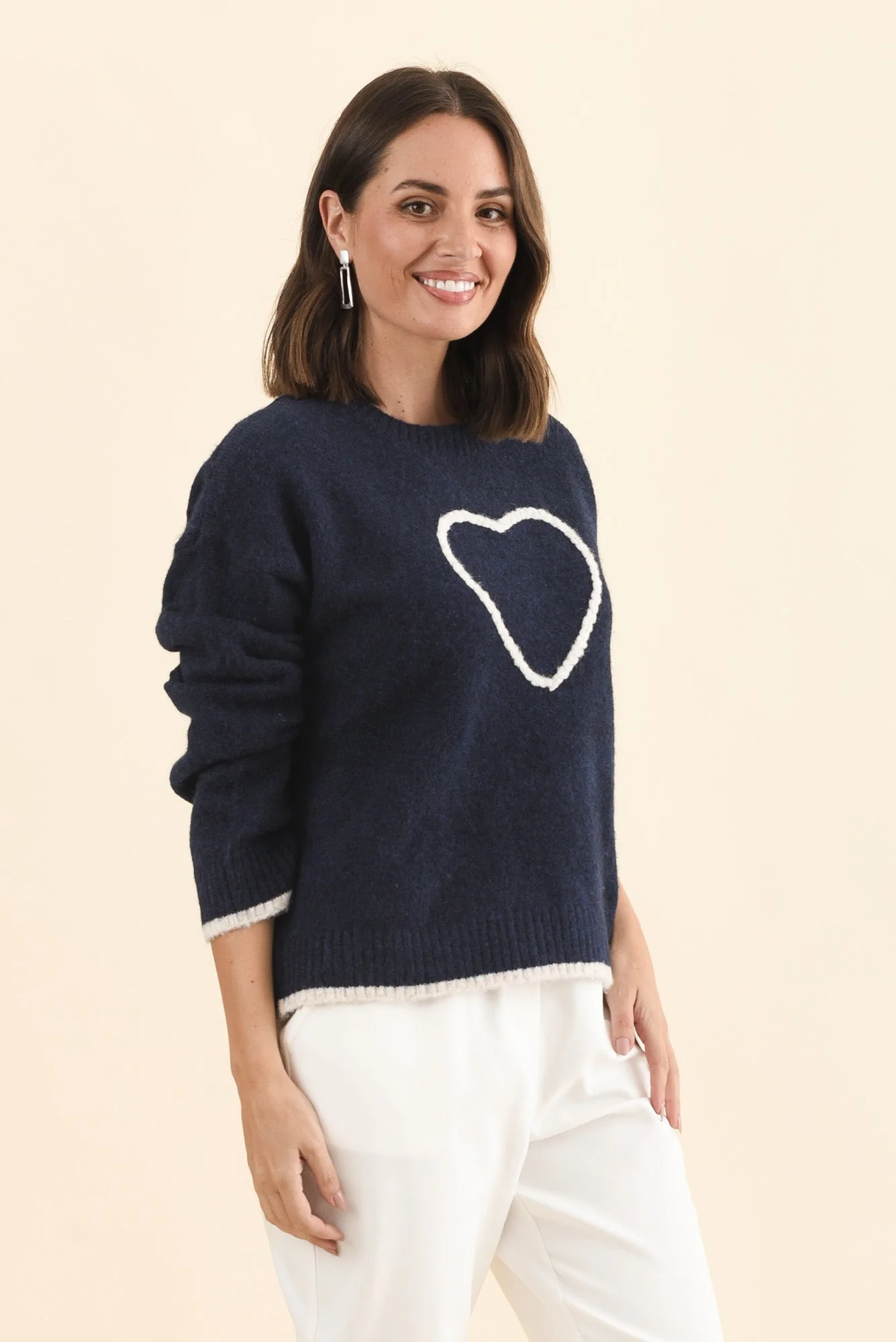Zoe Navy Heart Knit Sweater - Image 3