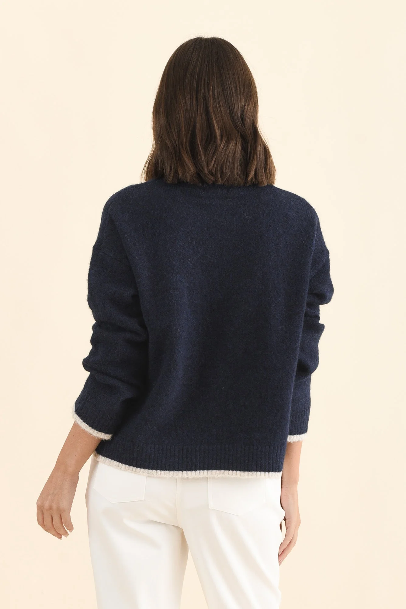 Zoe Navy Heart Knit Sweater - Image 4