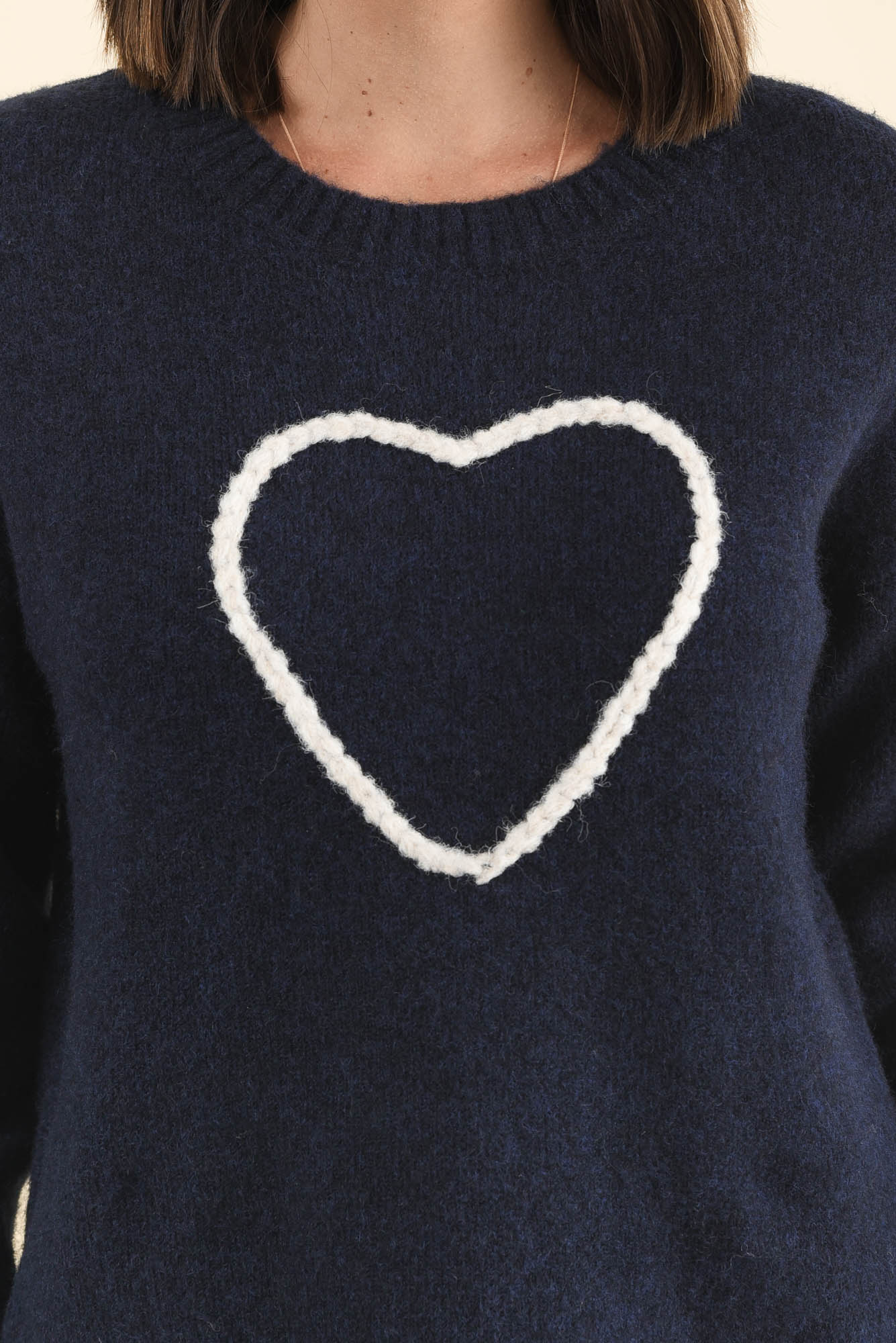 Zoe Navy Heart Knit Sweater - Image 5