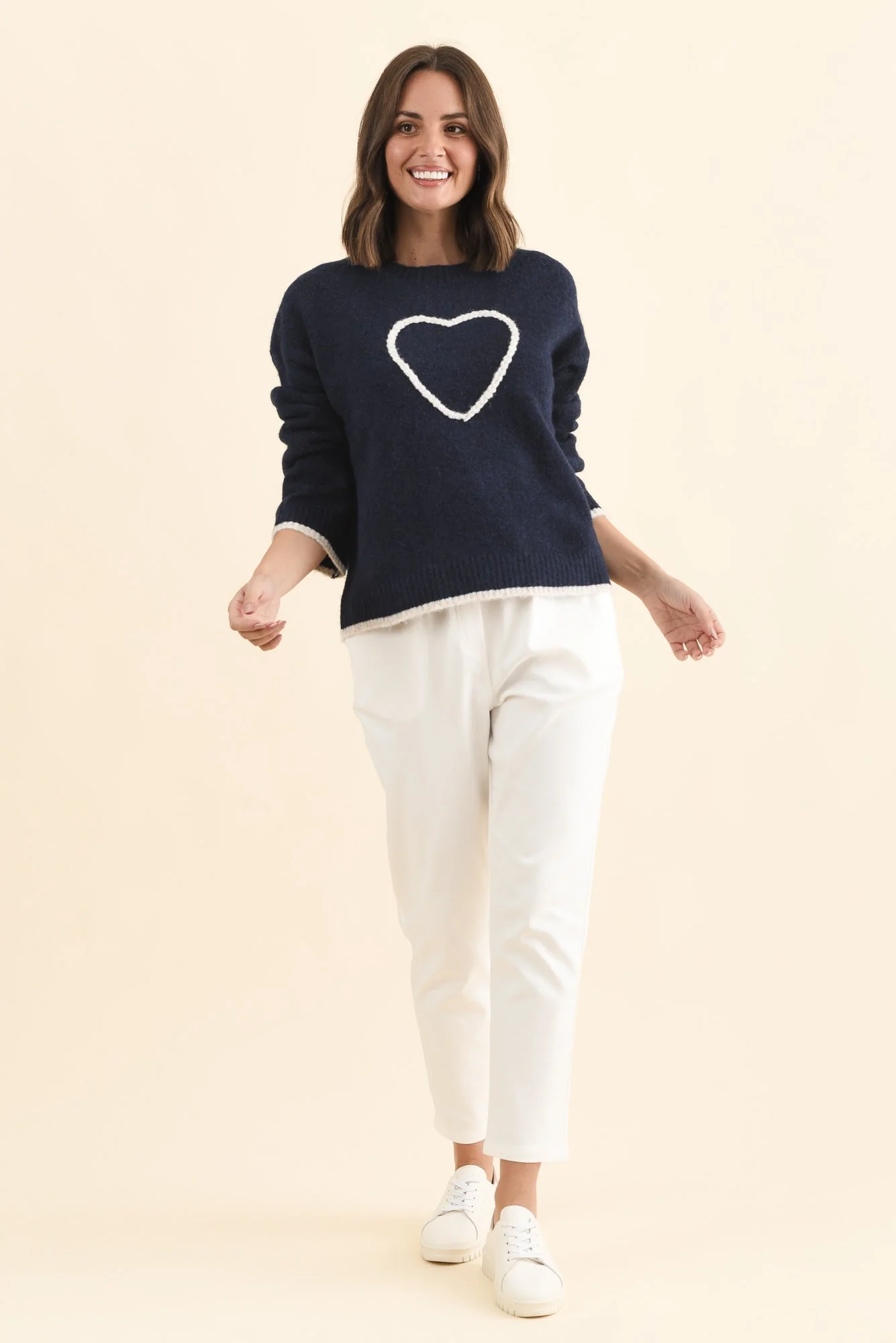 Zoe Navy Heart Knit Sweater - Image 6