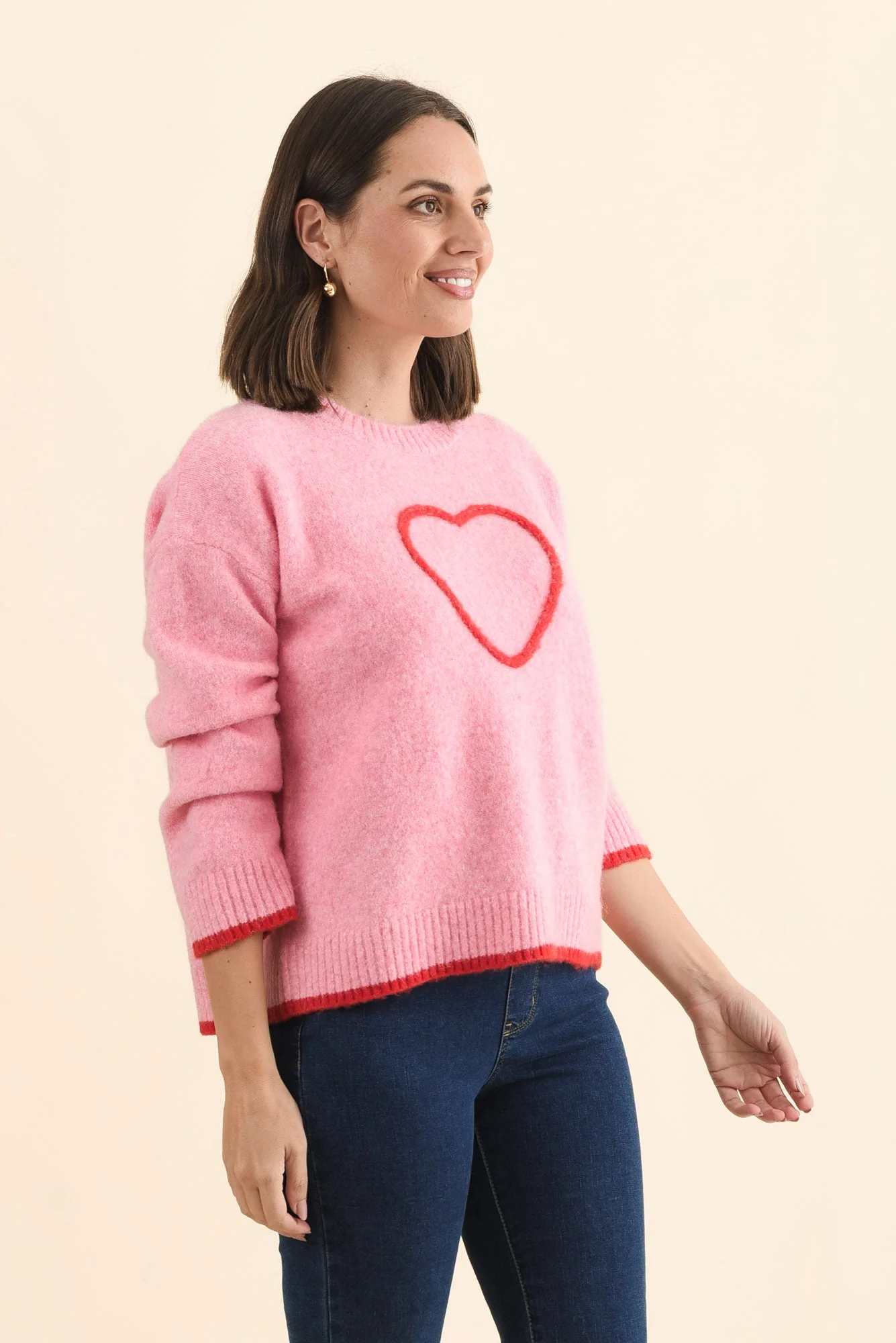 Zoe Pink Heart Knit Jumper - Image 3