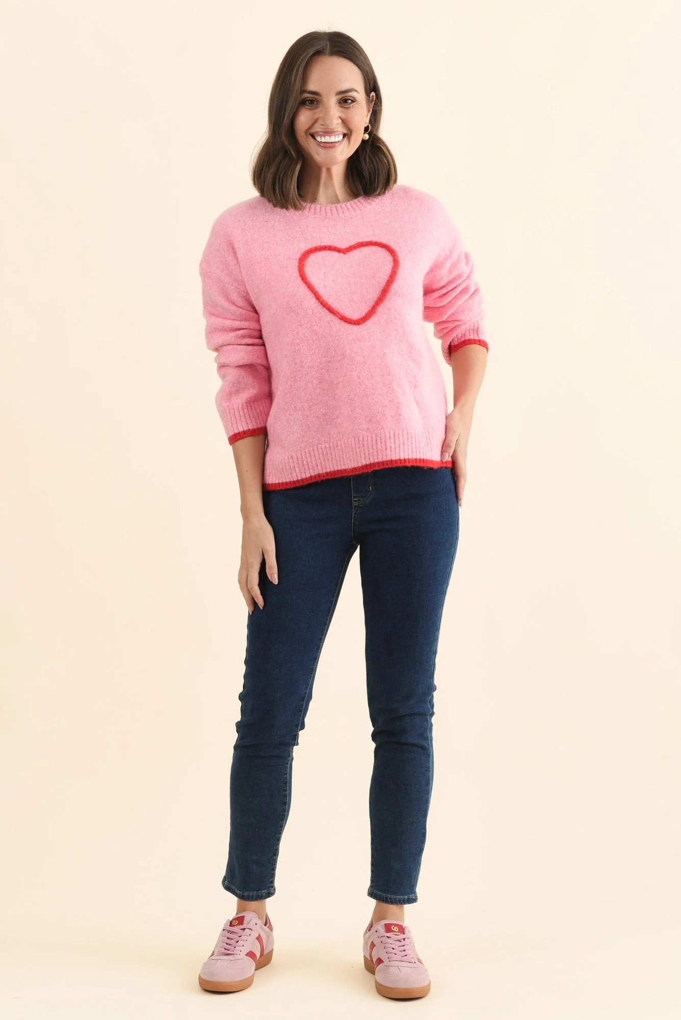Zoe Pink Heart Knit Jumper - Image 6