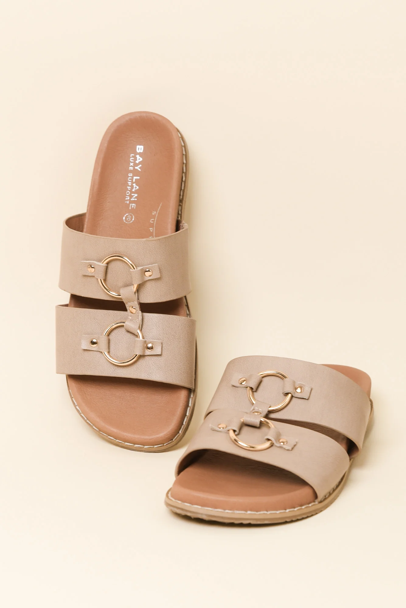Zuma Taupe Leather Slide - Image 3